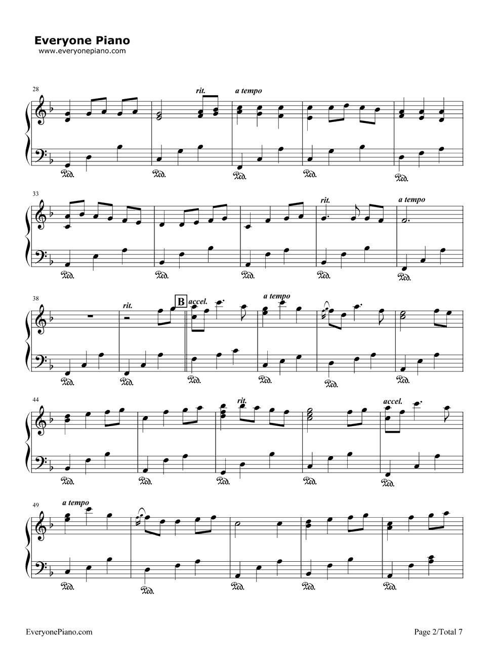 いつも何度でも钢琴谱_木村弓