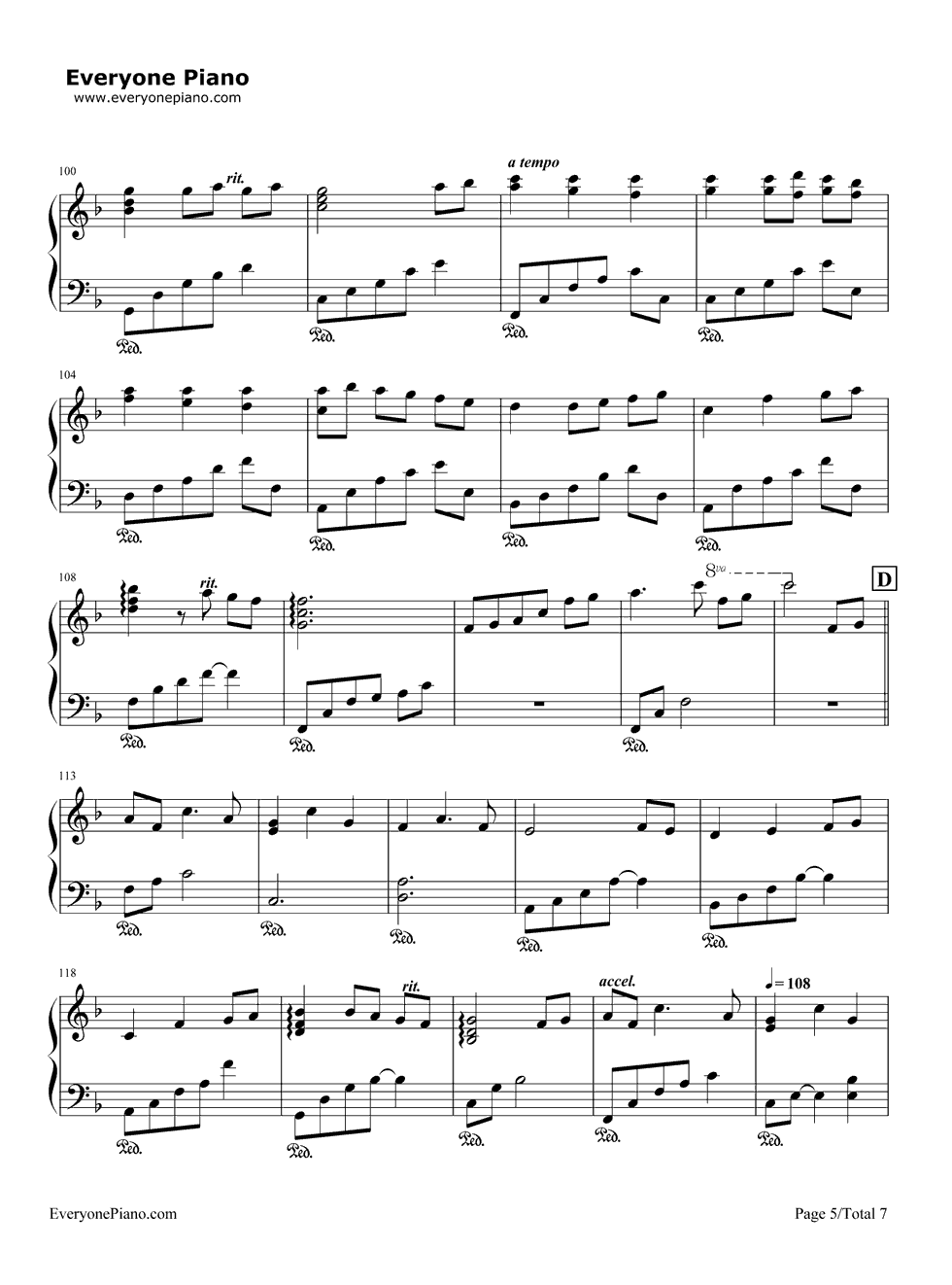 いつも何度でも钢琴谱_木村弓