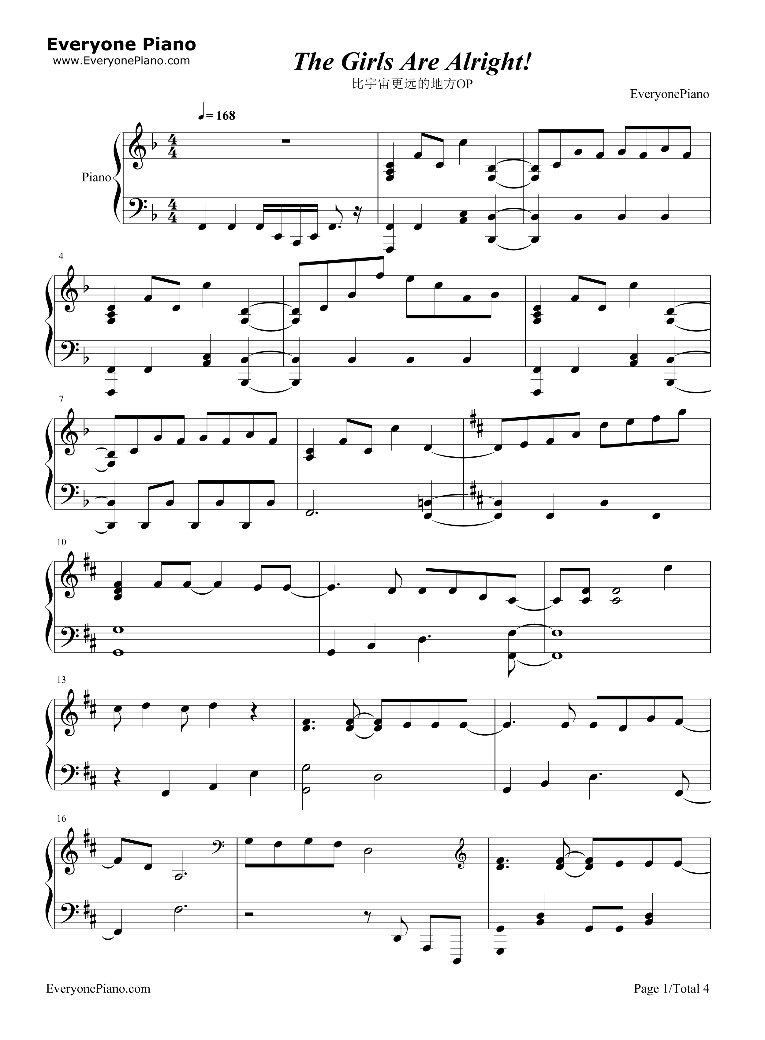 The_Girls_Are_Alright钢琴谱_saya