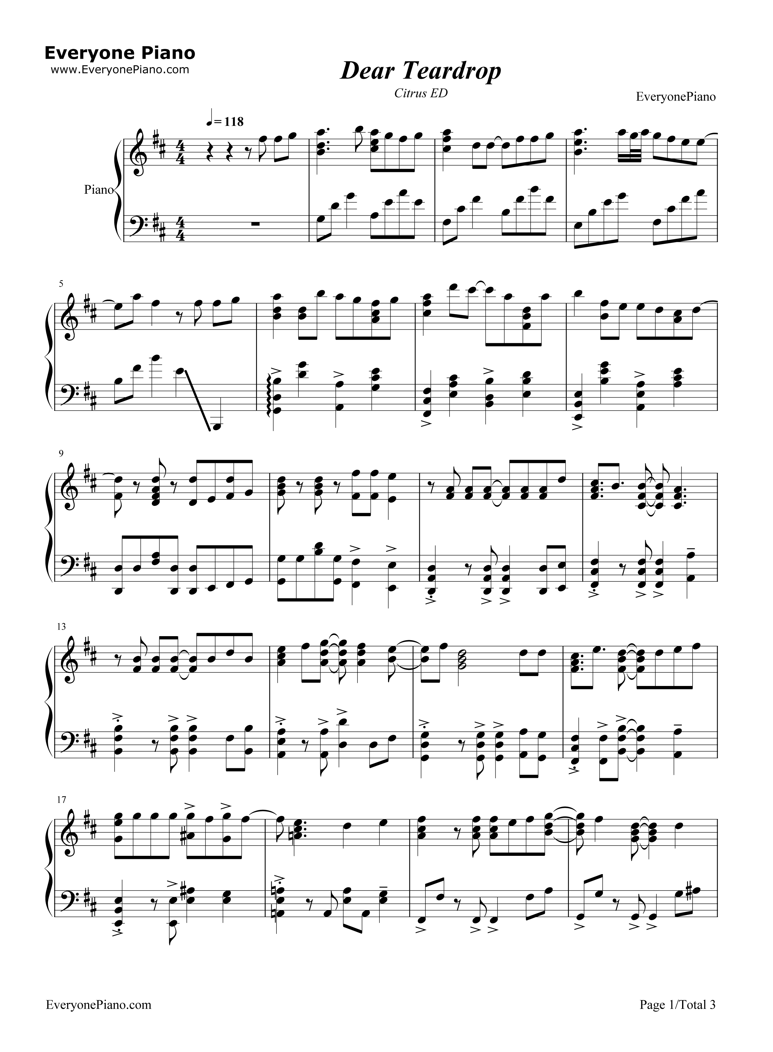 Dear_Teardrop钢琴谱_Mia_REGINA