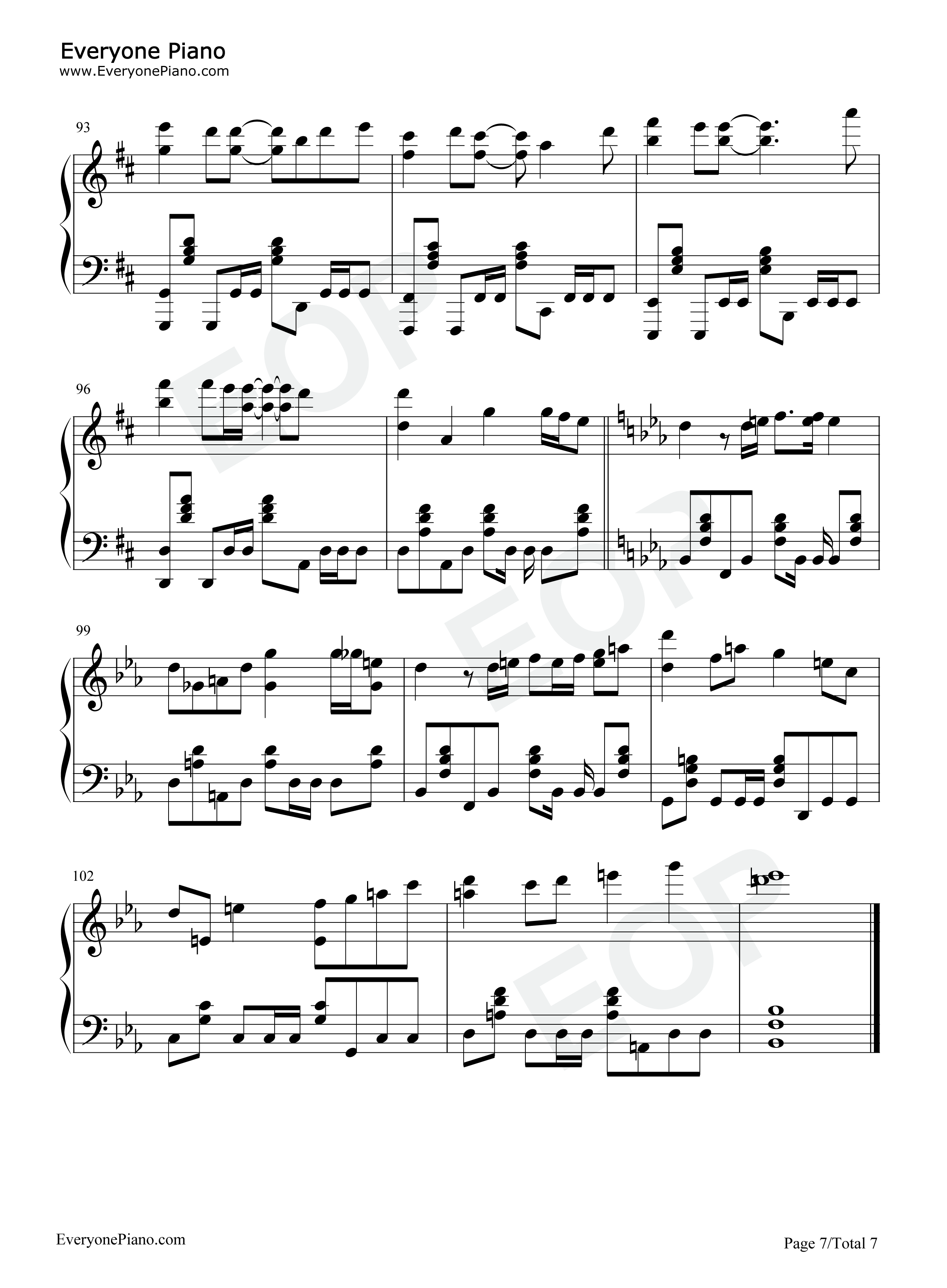 流年如歌钢琴谱_苍穹