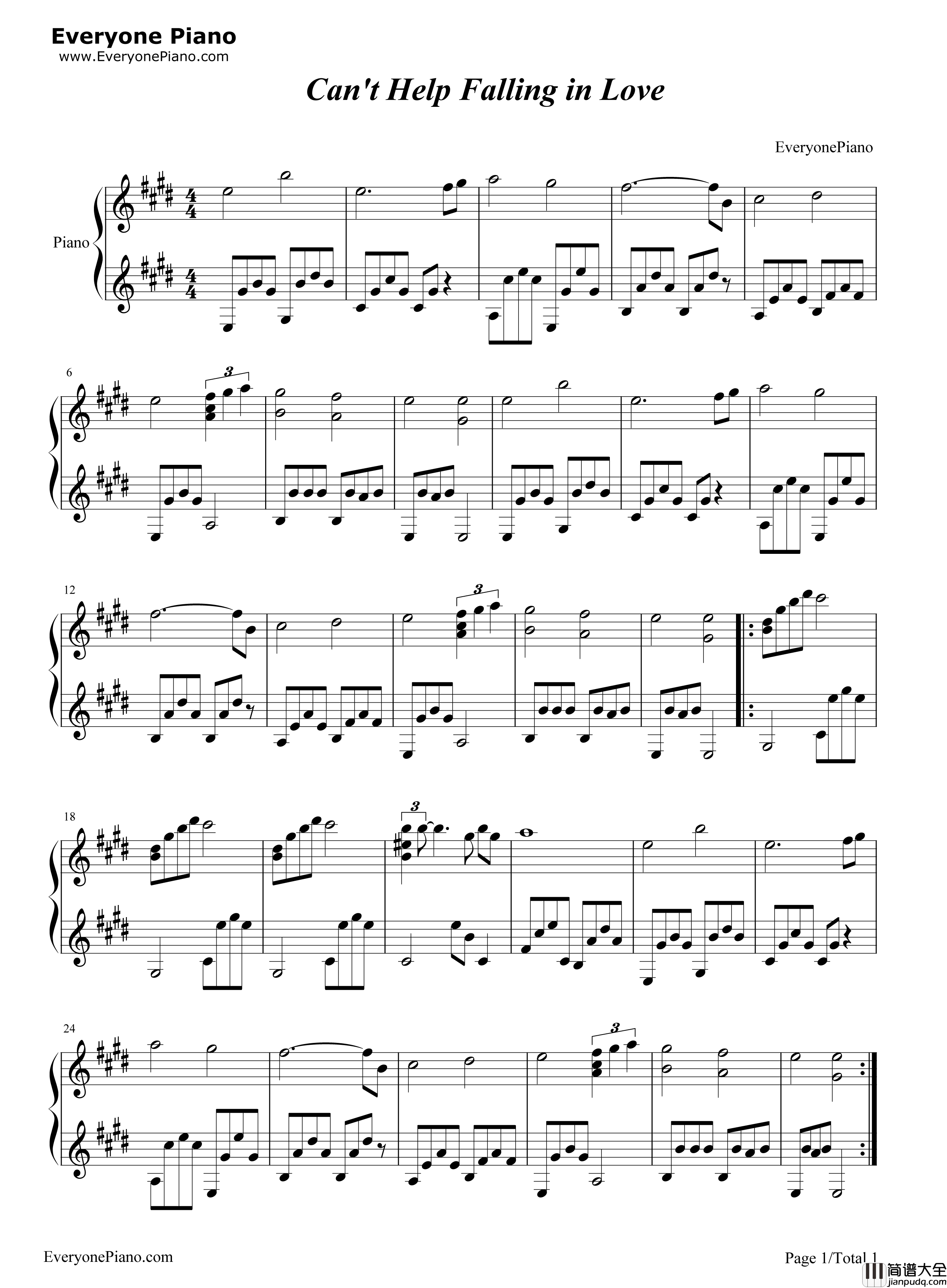 Can't_Help_Falling_in_Love钢琴谱_Elvis_Presley