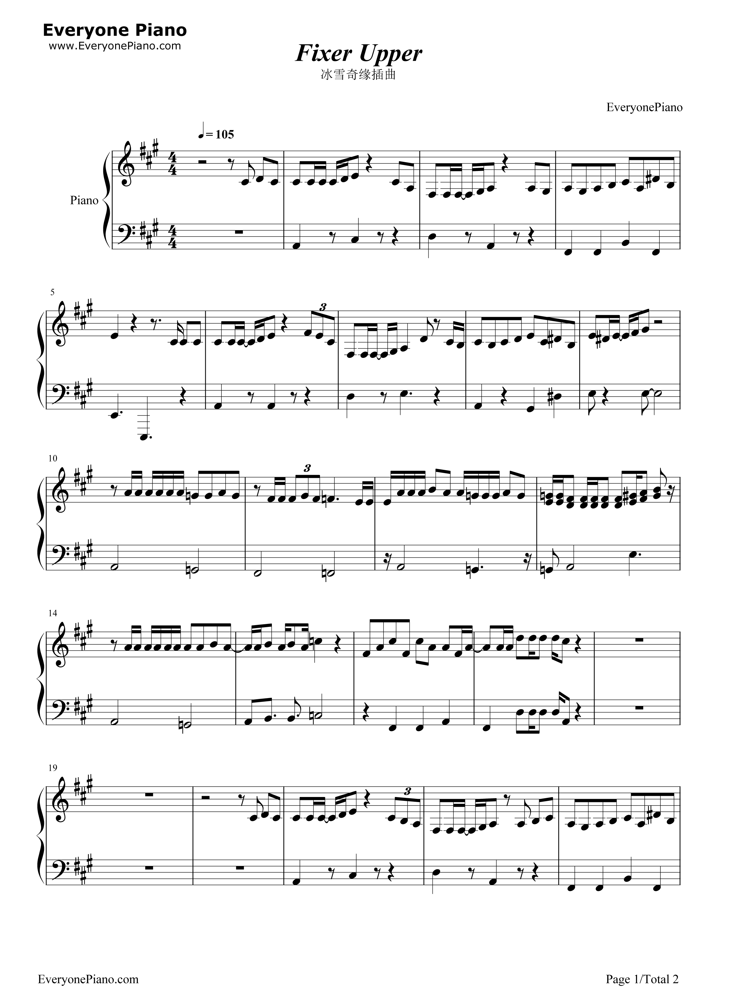 Fixer_Upper钢琴谱_Maia_Wilson