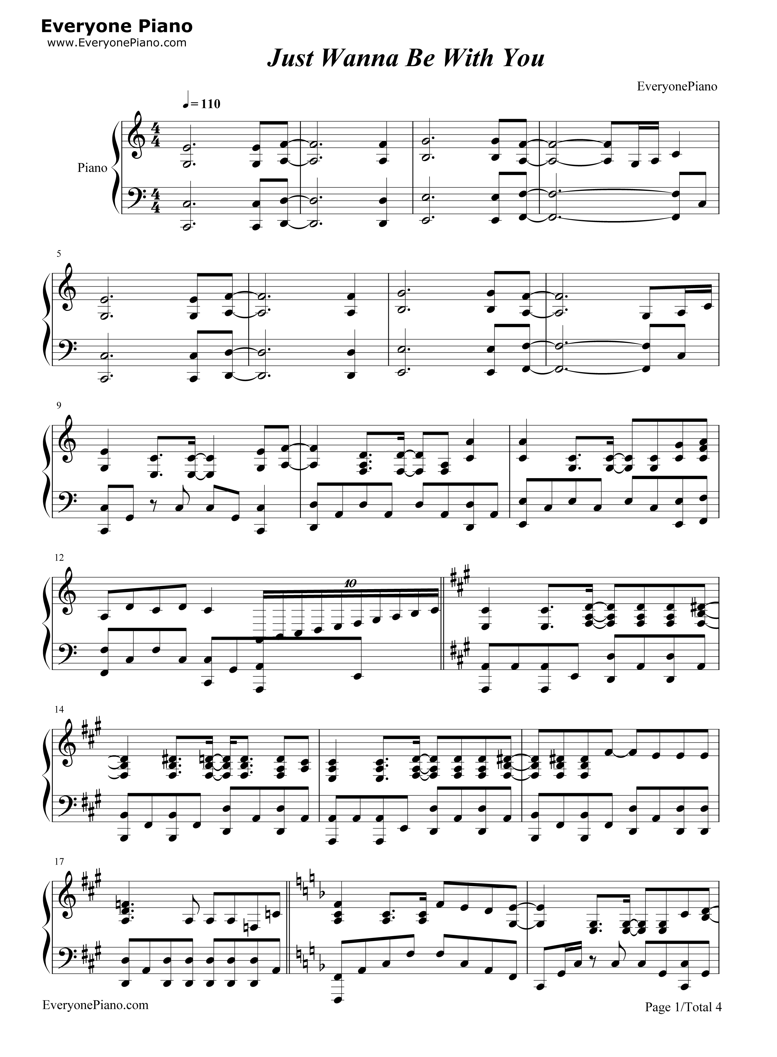 Just_Wanna_Be_With_You钢琴谱_歌舞青春3