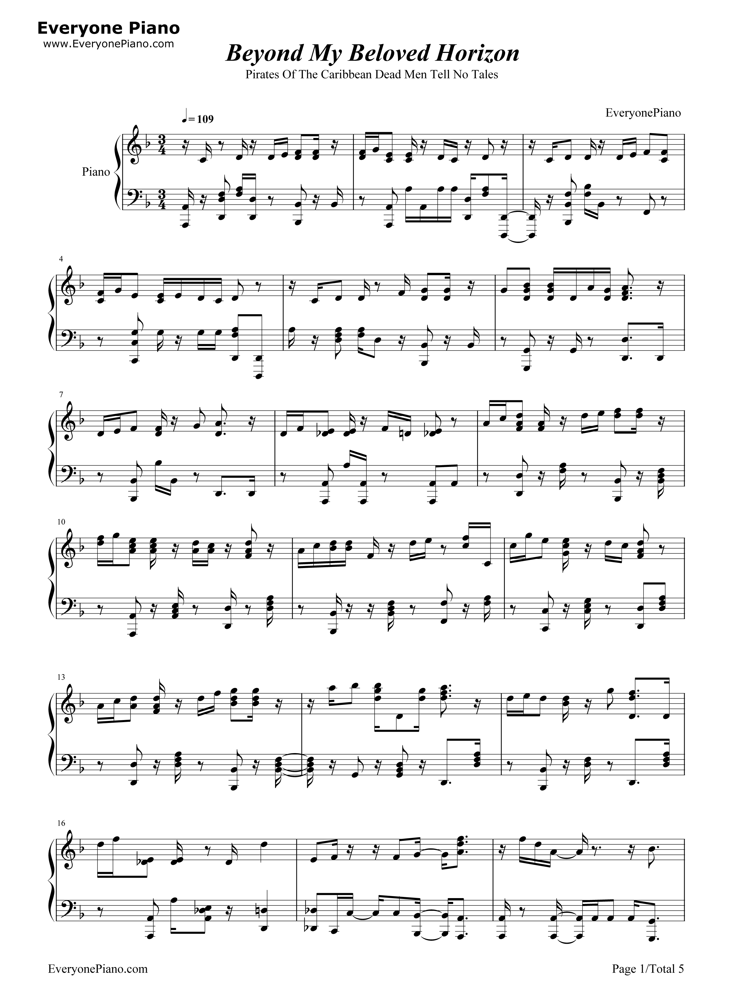 Beyond_My_Beloved_Horizon钢琴谱_Hans_Zimmer&Klaus_Badelt