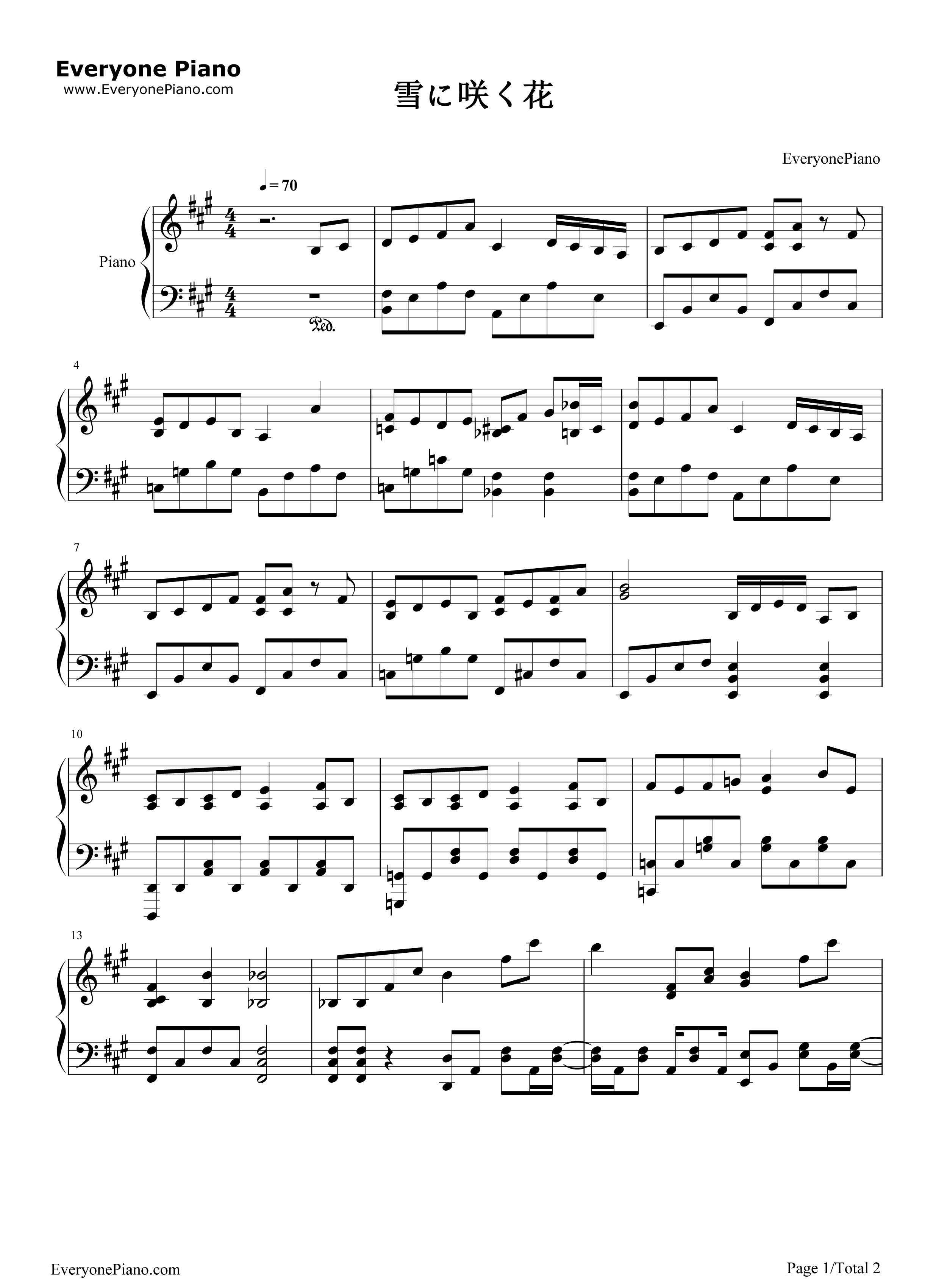雪に咲く花钢琴谱_花泽香菜