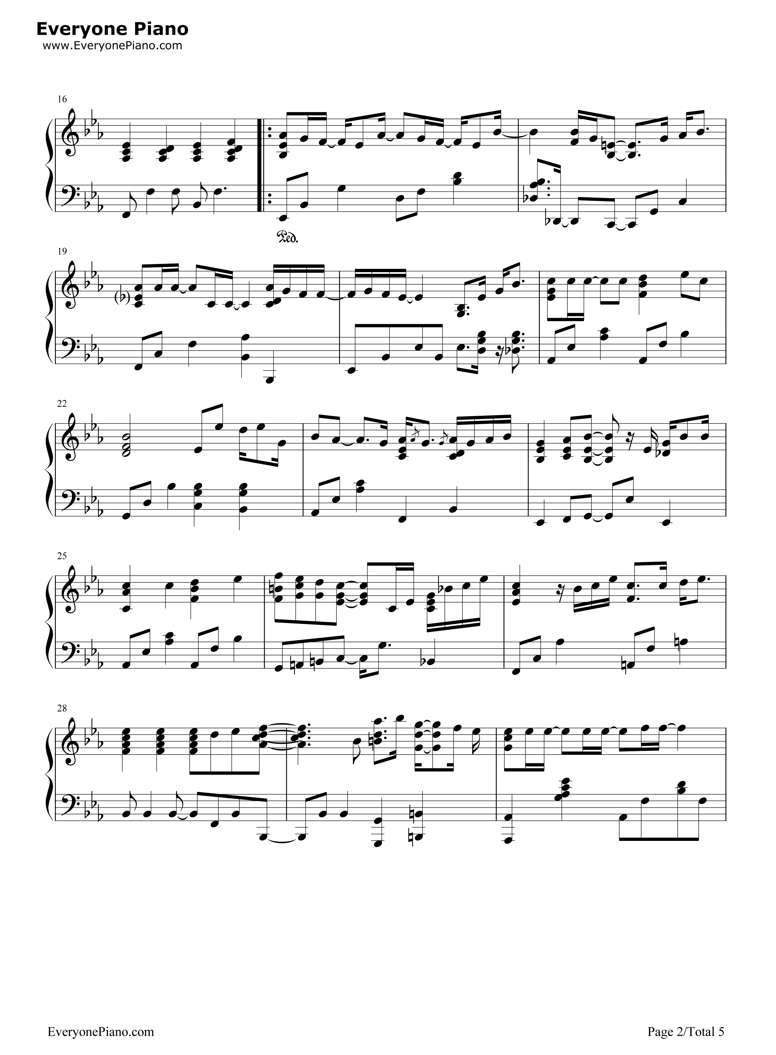 轻闭双眼钢琴谱_平井坚