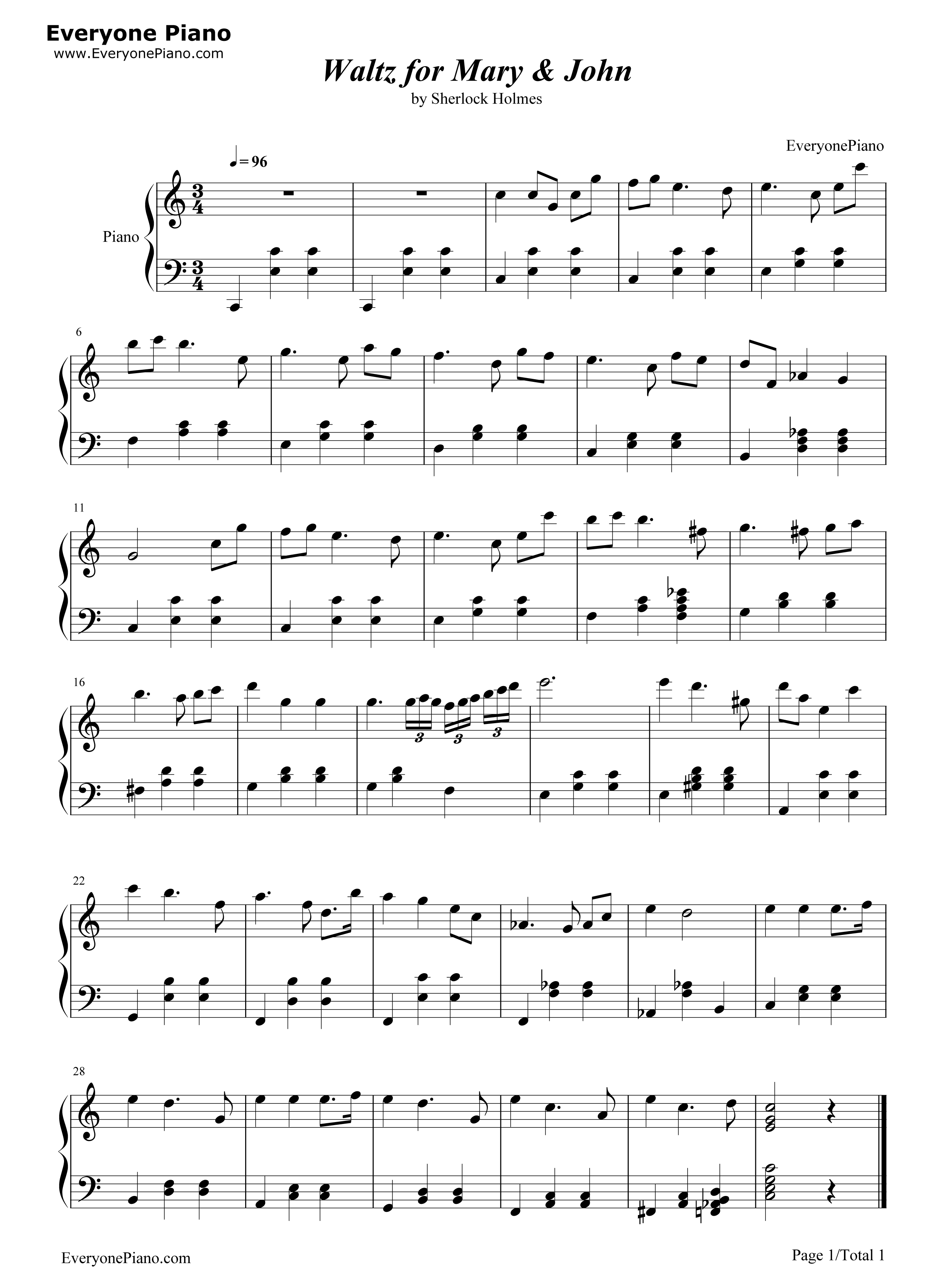 Waltz_for_John_and_Mary钢琴谱_David_Arnold_and_Michael_Price