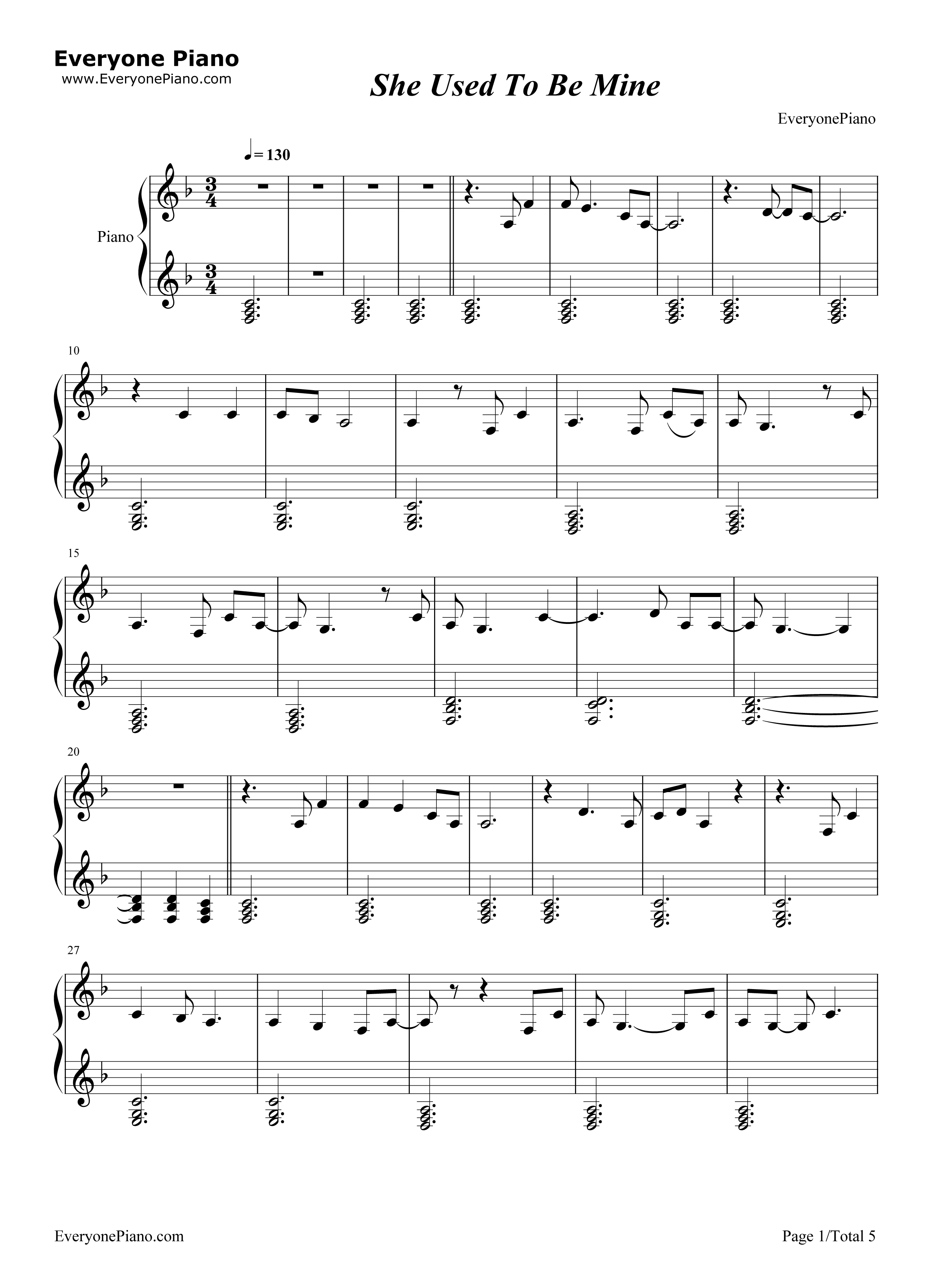 She_Used_To_Be_Mine钢琴谱_Sara_Bareilles