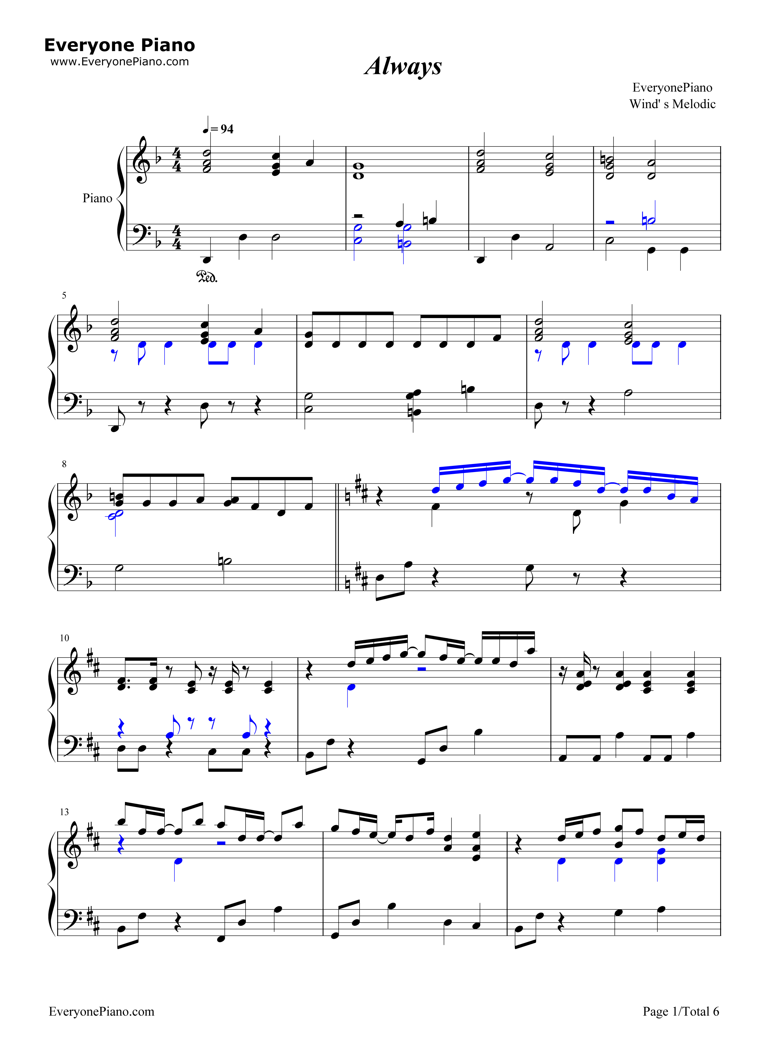 Always钢琴谱_仓木麻衣