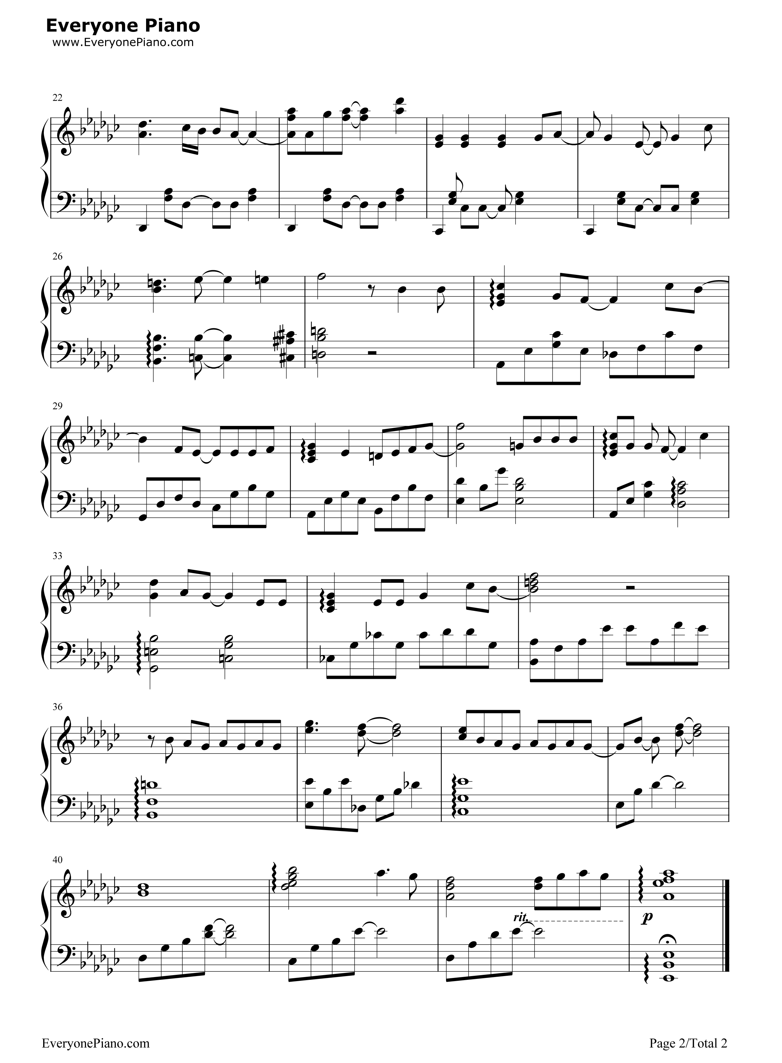 初恋钢琴谱_东山奈央