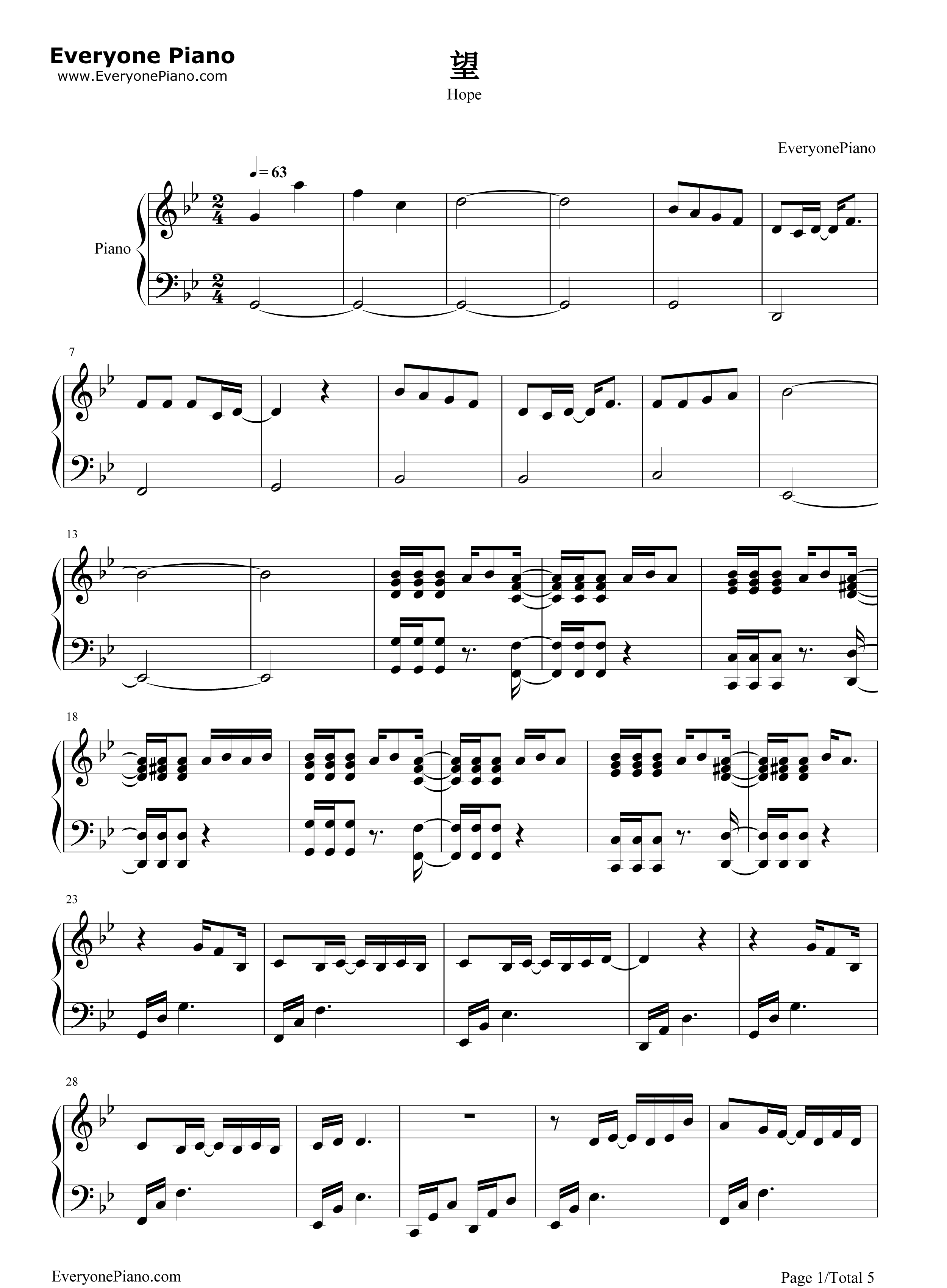 望钢琴谱_赵丽颖&张碧晨