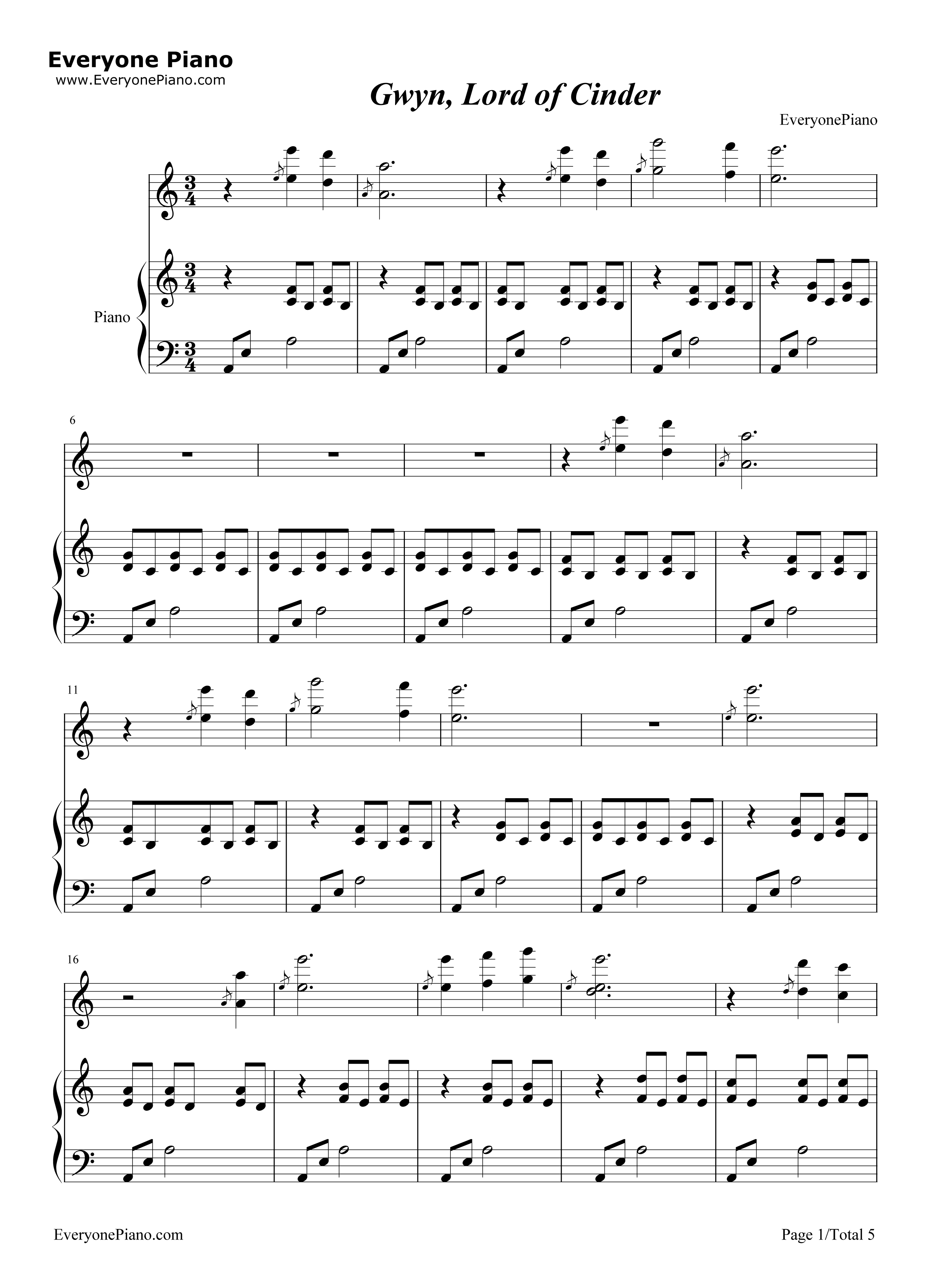 Gwyn_Lord_of_Cinder钢琴谱_樱庭统
