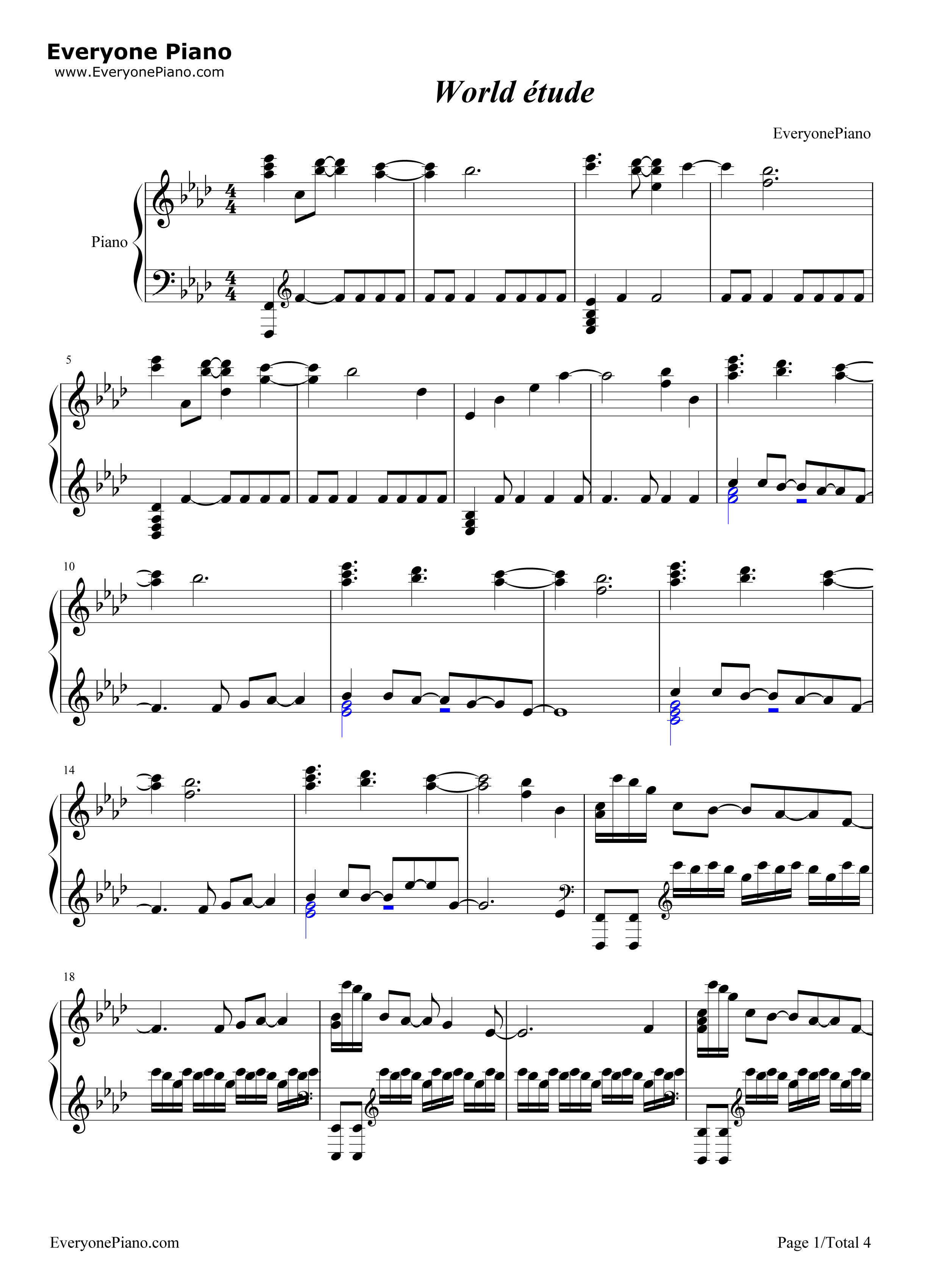 World_Étude钢琴谱_阿尔泰尔（CV：丰崎爱生）