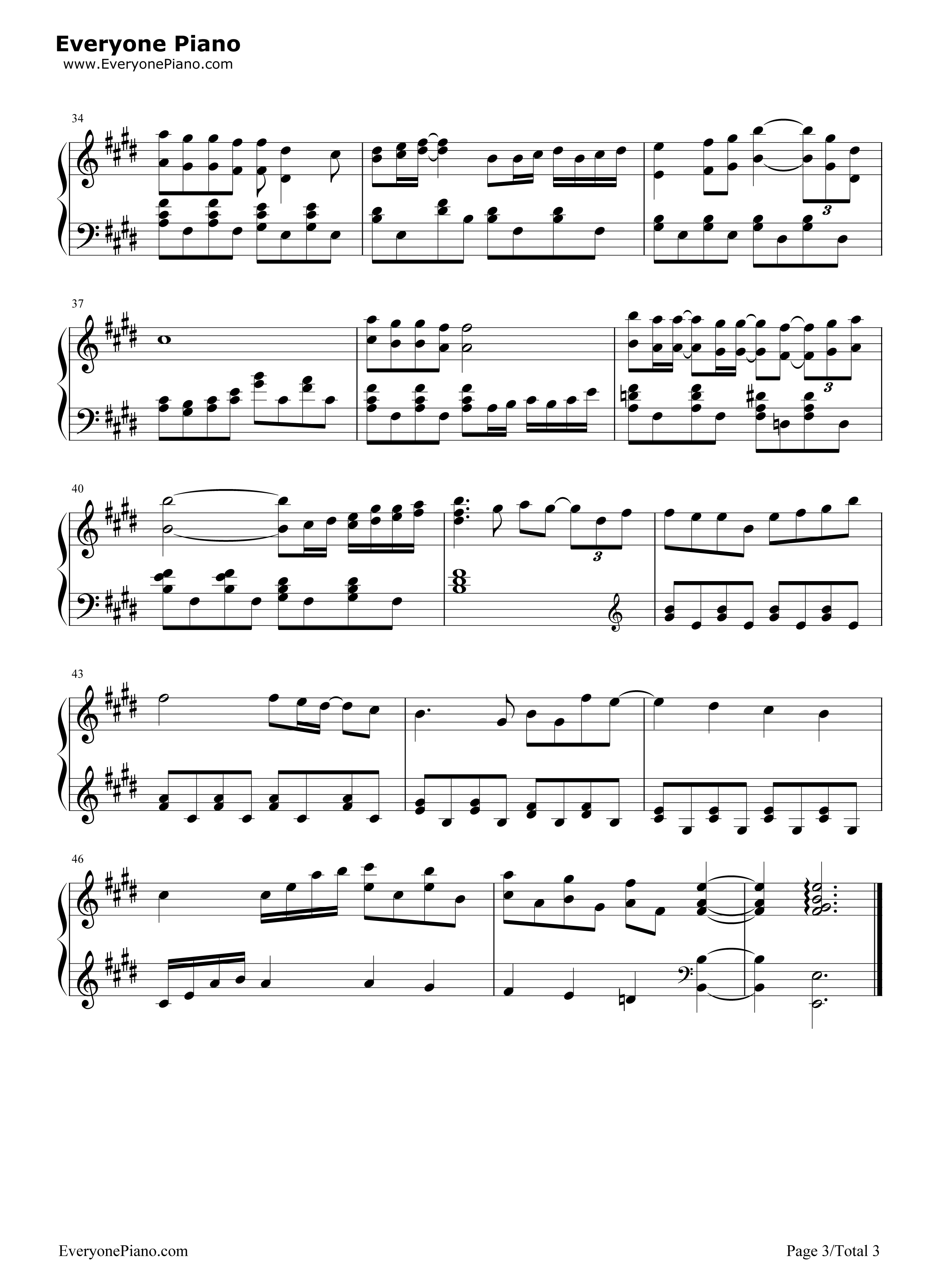 生命的旋律钢琴谱_白鸟英美子