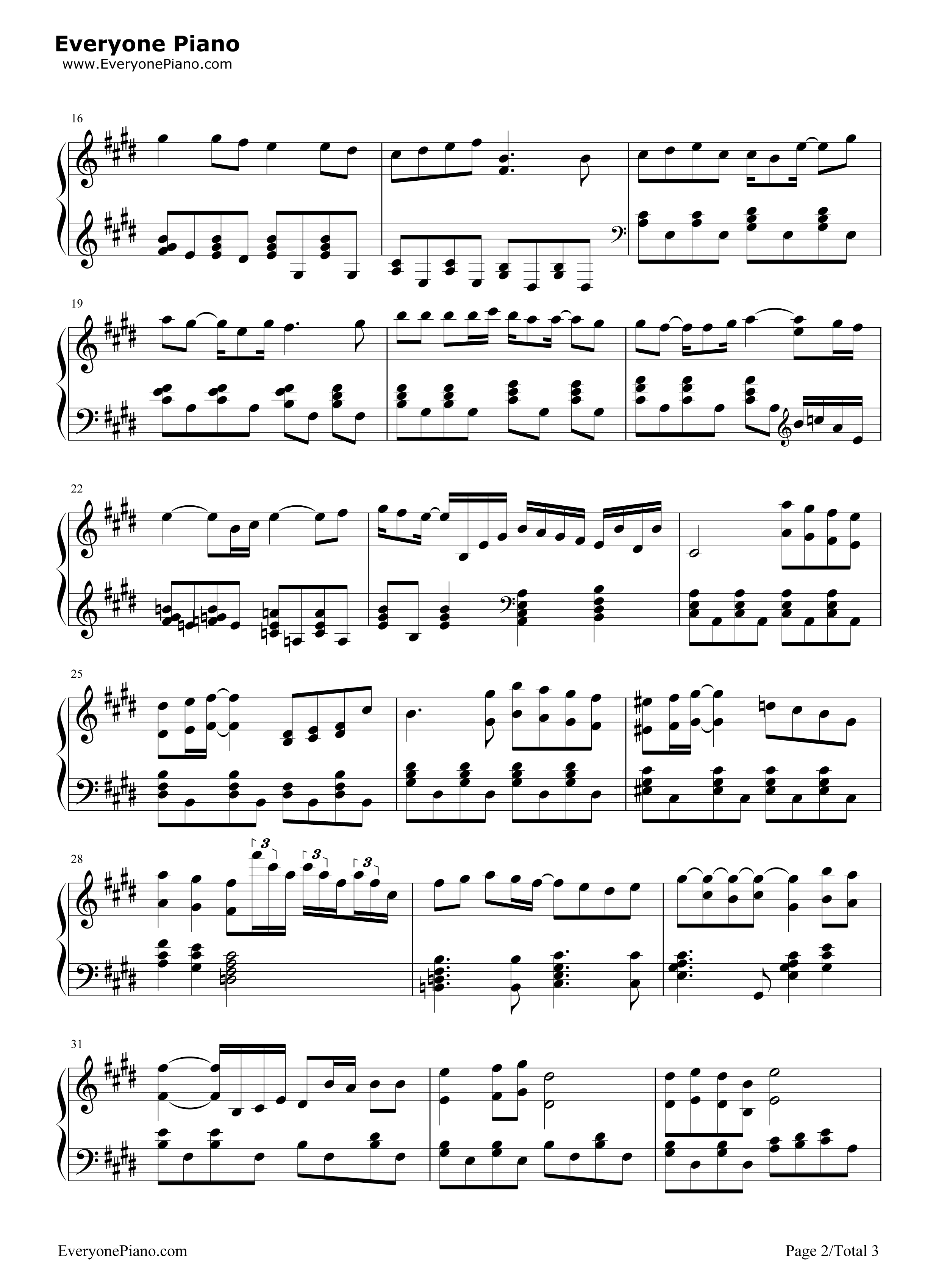 生命的旋律钢琴谱_白鸟英美子