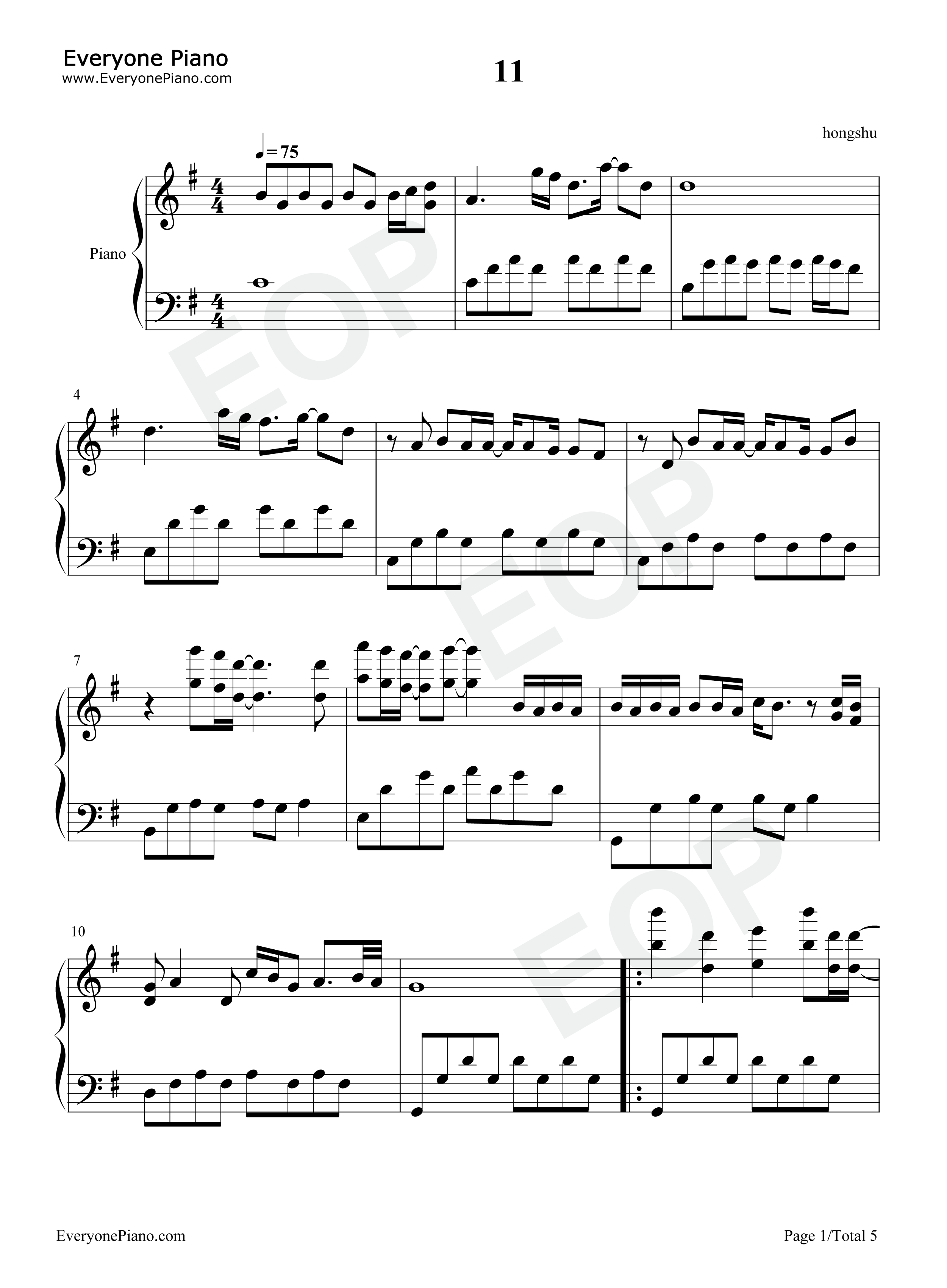 11钢琴谱_队长_黄礼格