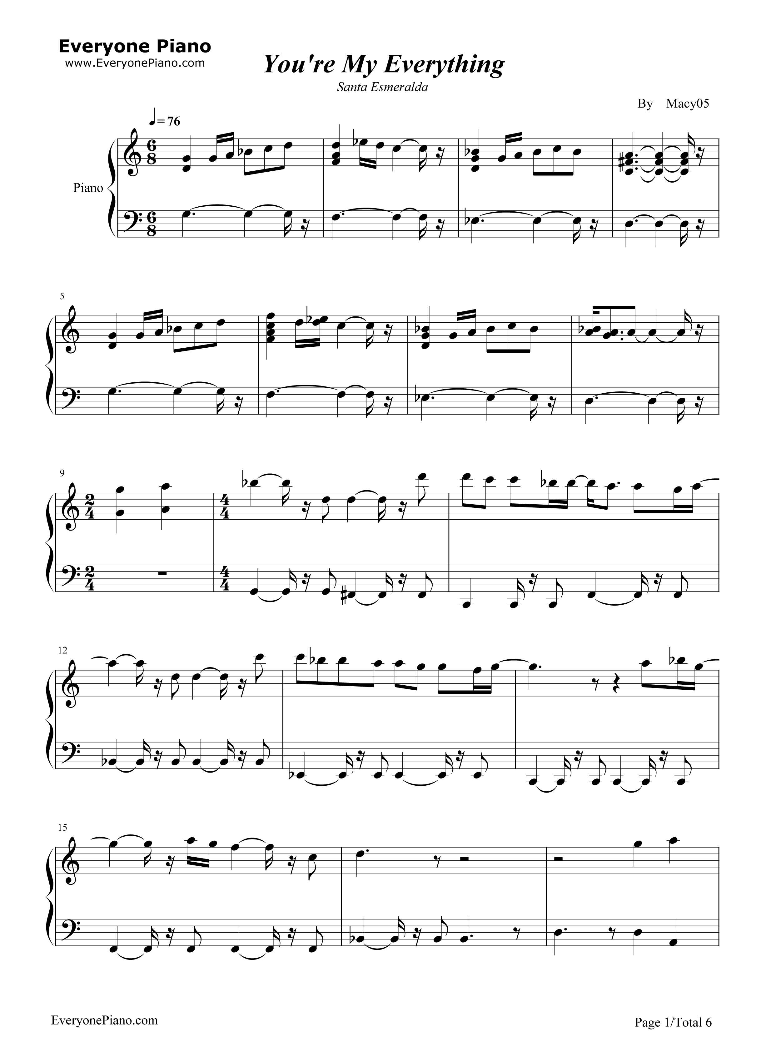You're_My_Everything钢琴谱_Santa_Esmeralda