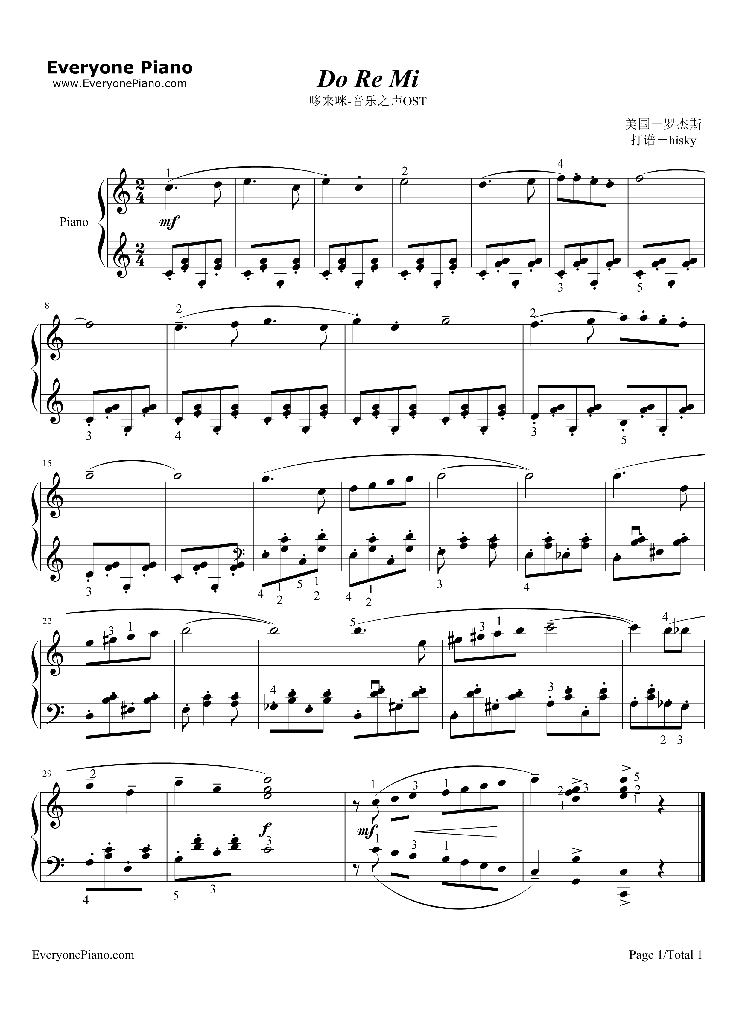 Do_Re_Mi钢琴谱_哆来咪