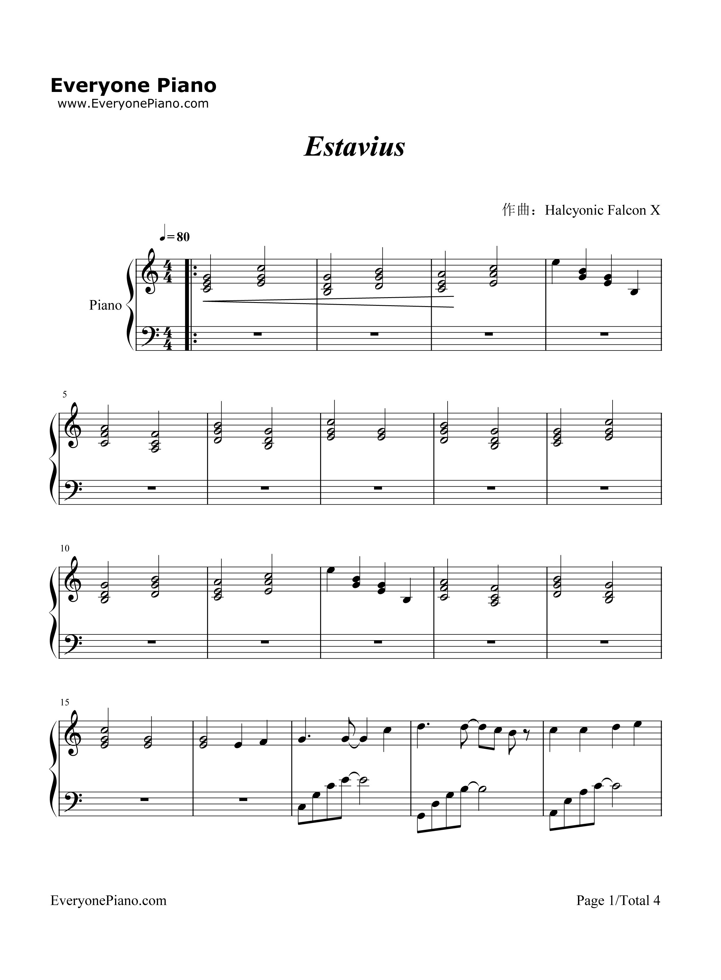 Estavius钢琴谱_Phyrnna