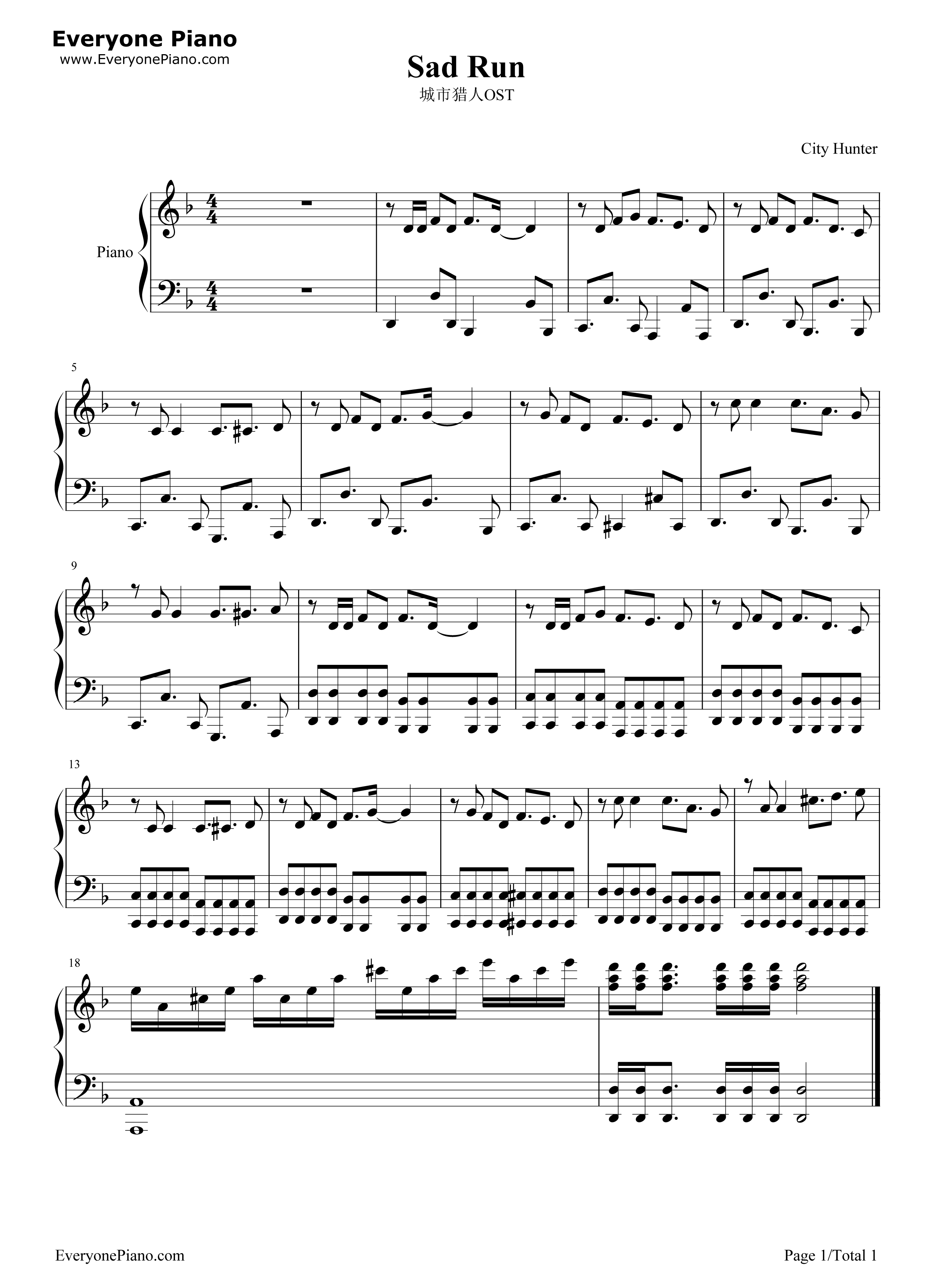Sad_Run钢琴谱_吴俊城