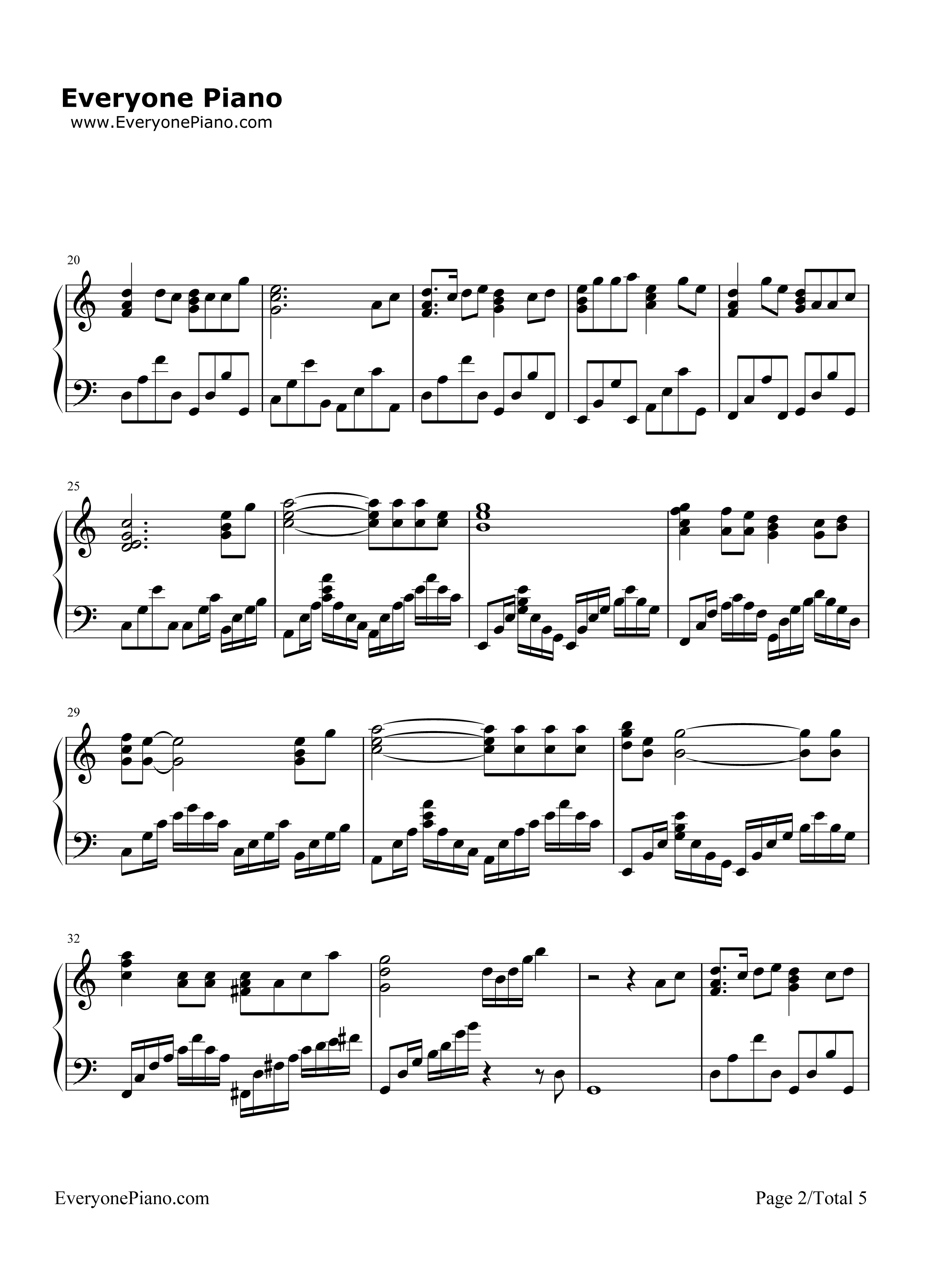 夕颜钢琴谱_能登麻美子