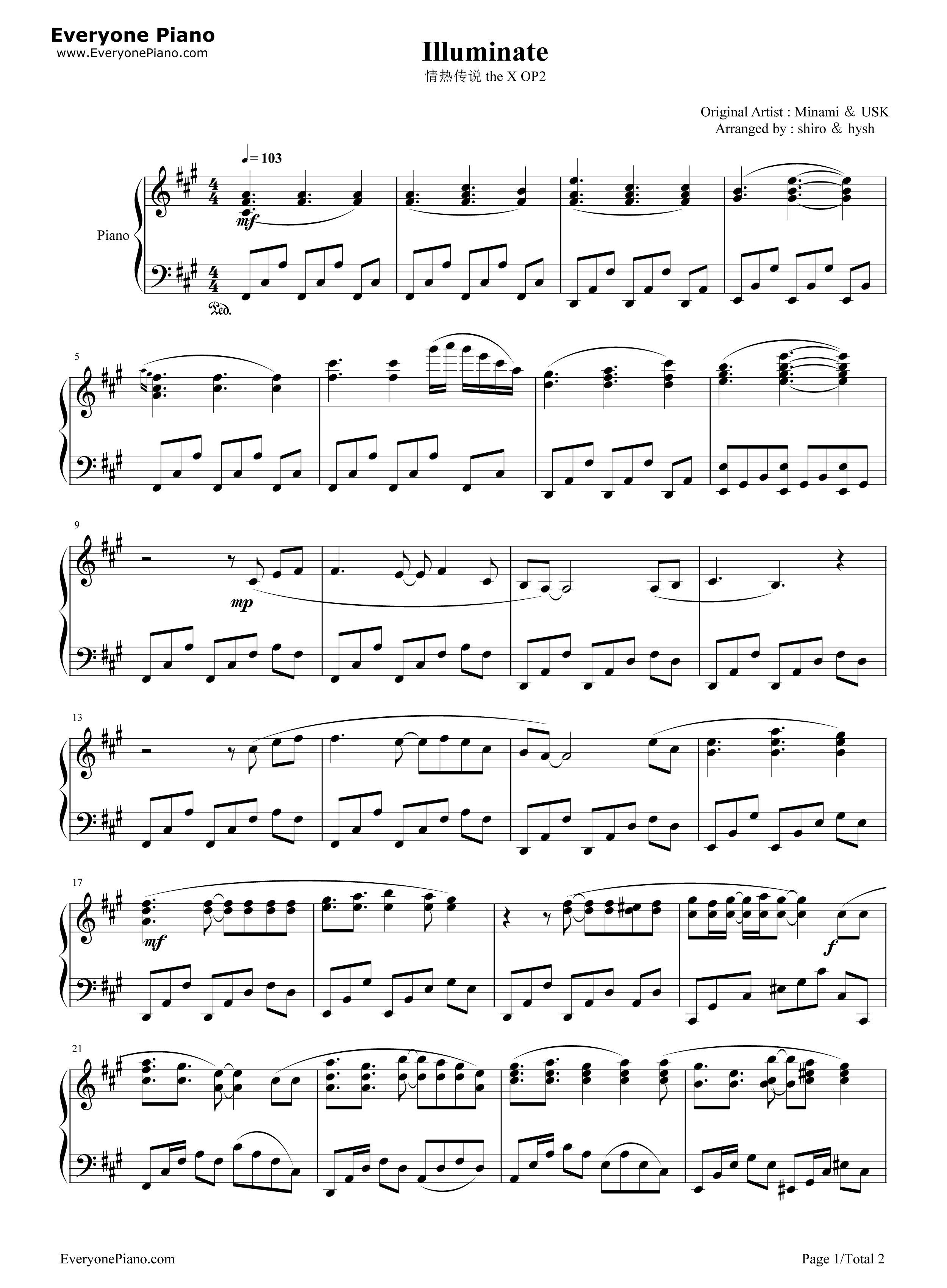 Illuminate钢琴谱_Minami