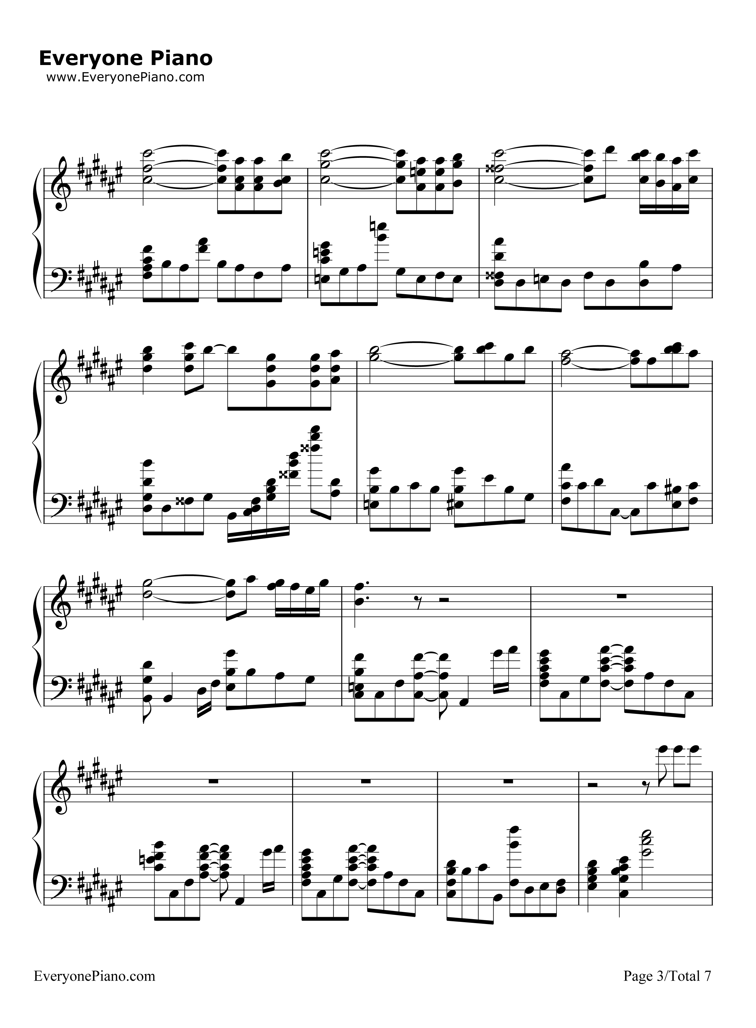 藤崎诗织的主题钢琴谱_藤崎诗织