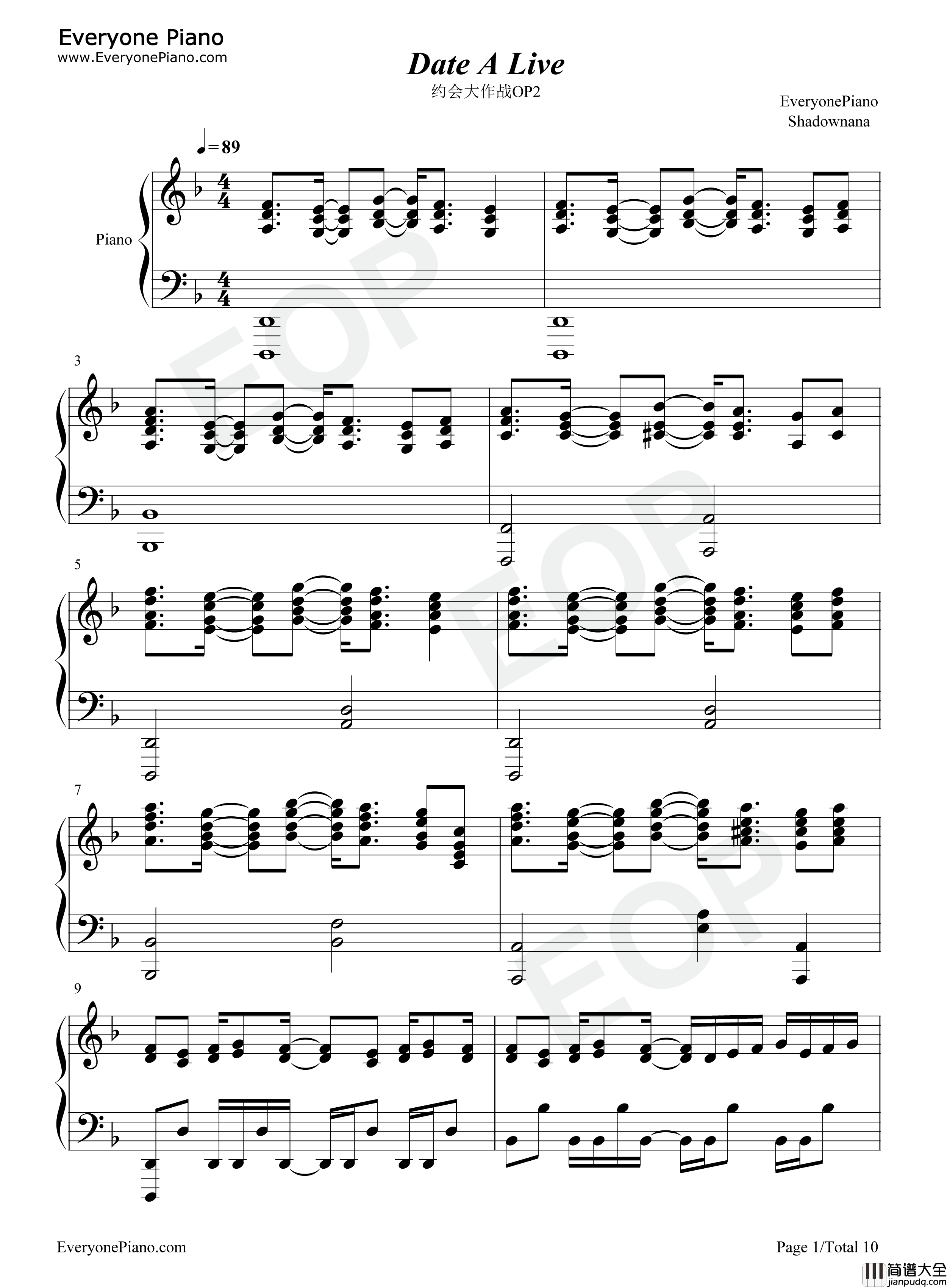 Date_A_Live钢琴谱_Sweet_Arms