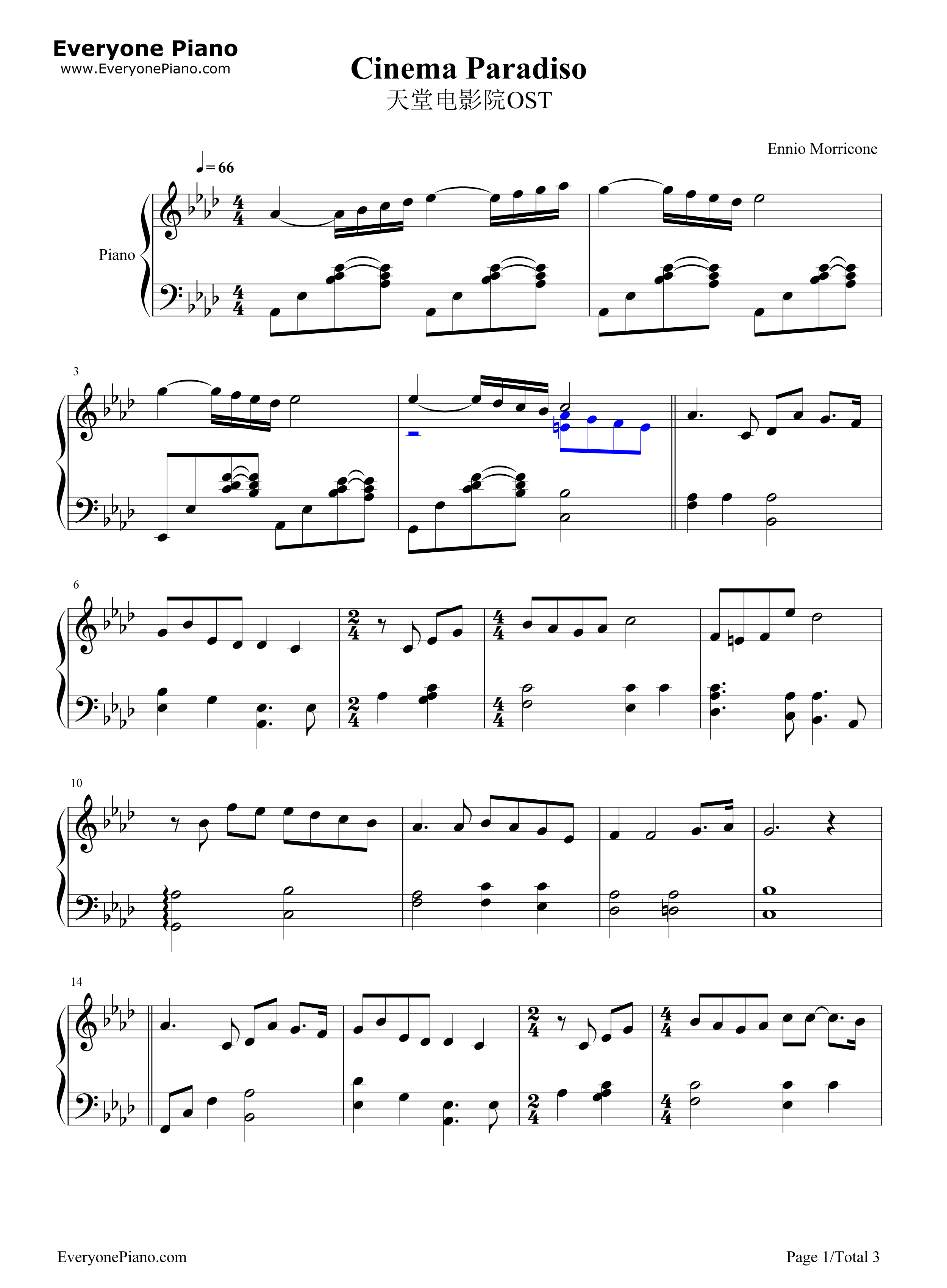 Cinema_Paradiso钢琴谱_Ennio_Morricone