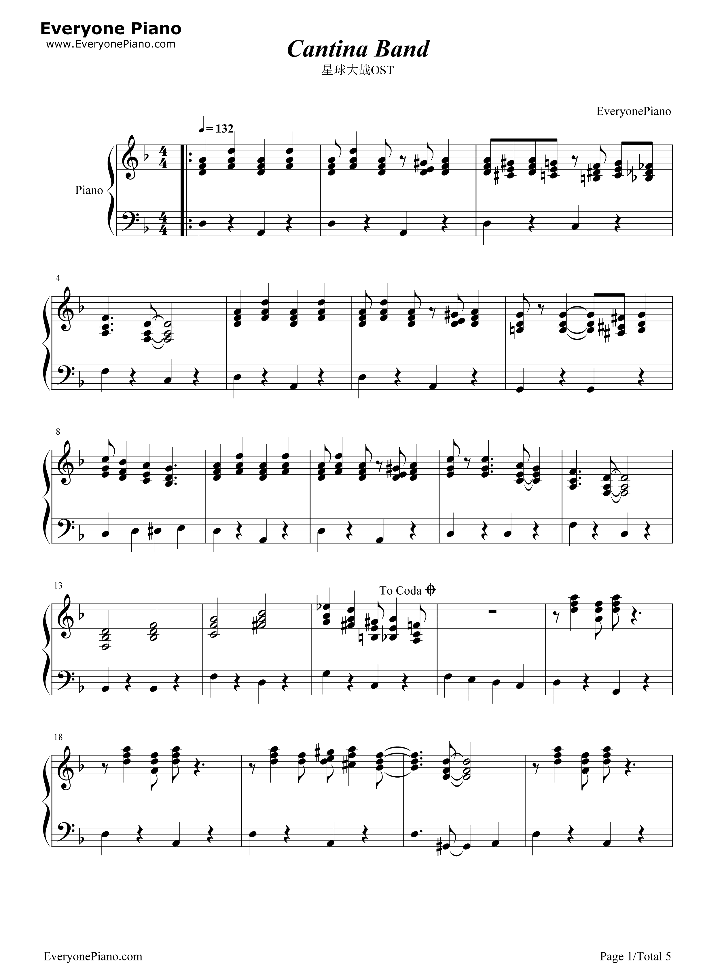 Cantina_Band钢琴谱_John_Williams