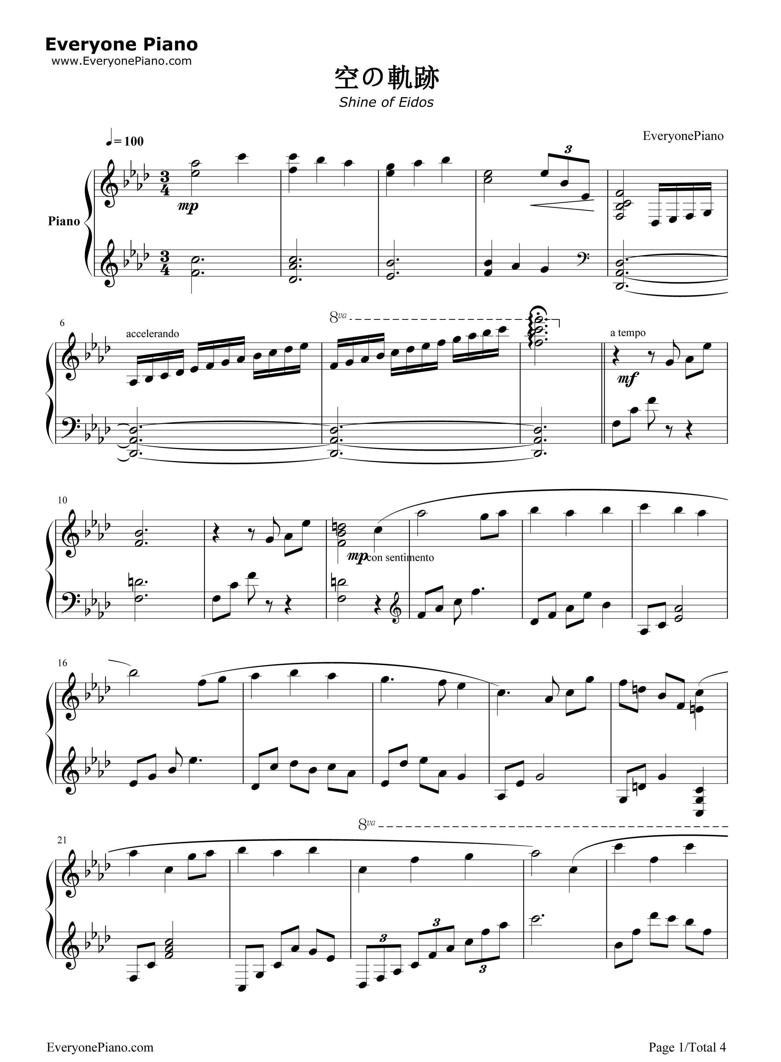 Shine_of_Eidos钢琴谱_Falcom