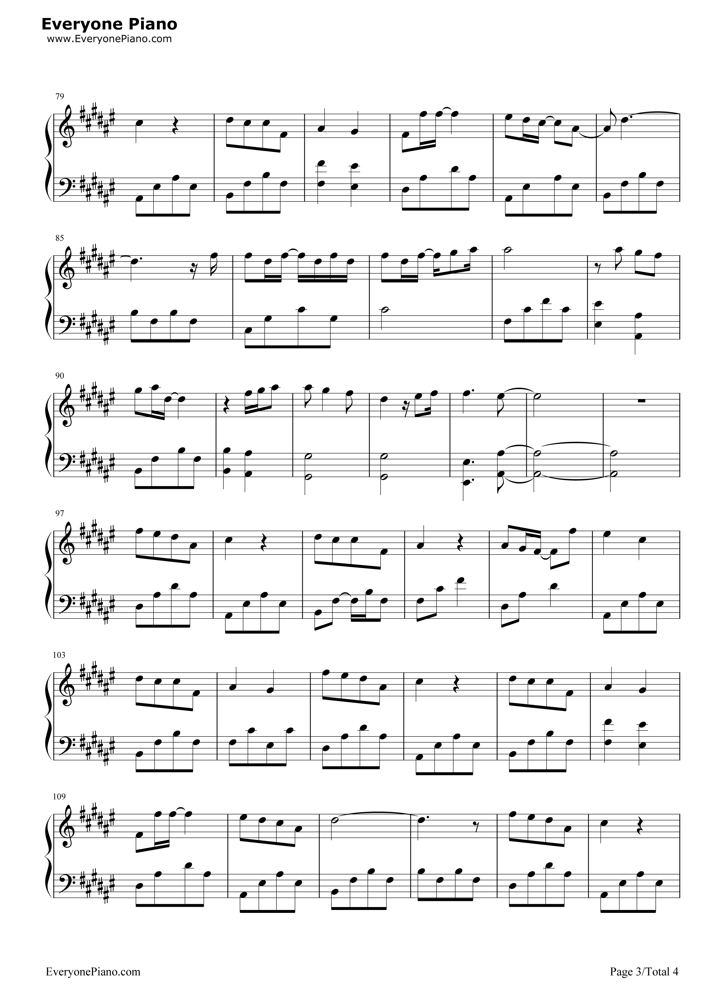 注定钢琴谱_周笔畅&白举纲