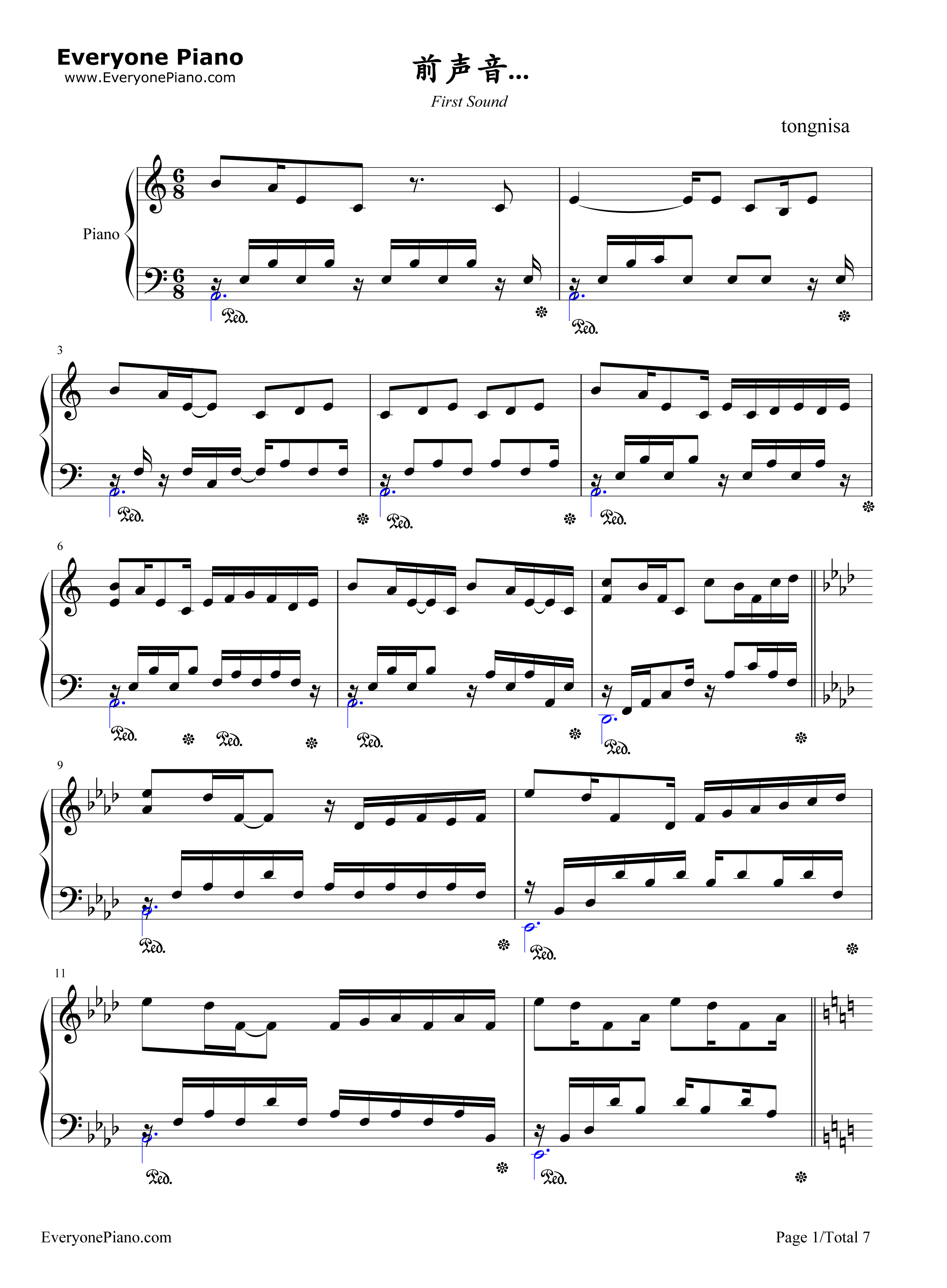 前声音钢琴谱_李闰珉