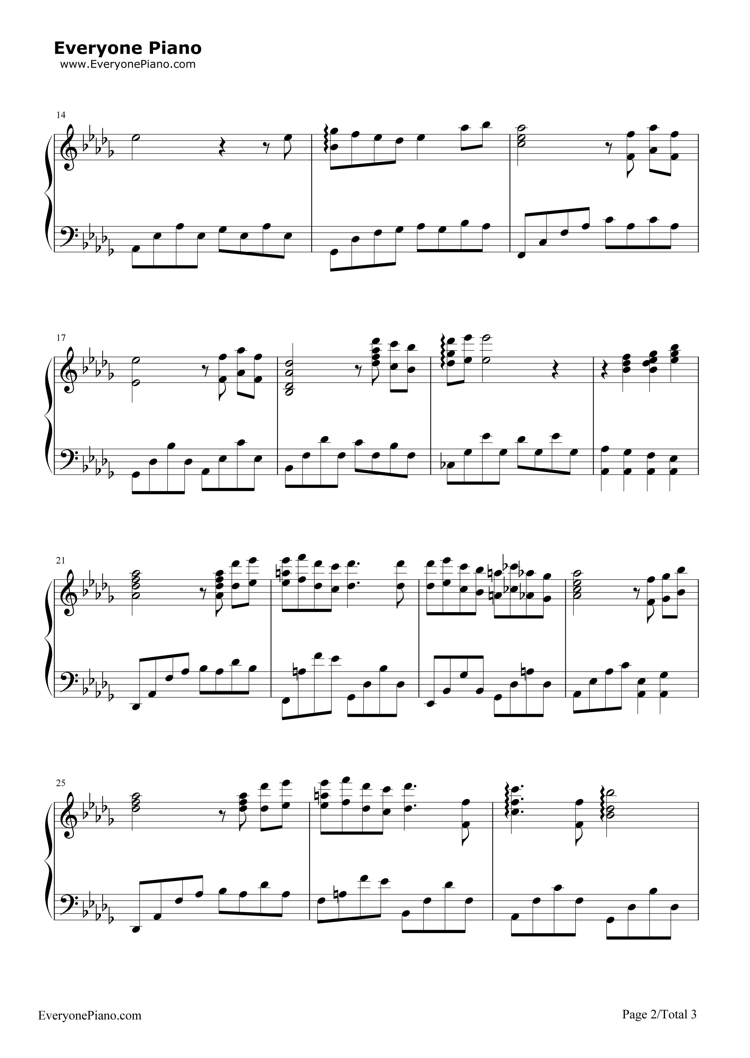 Ashitaka_and_San钢琴谱_久石让_宫崎骏