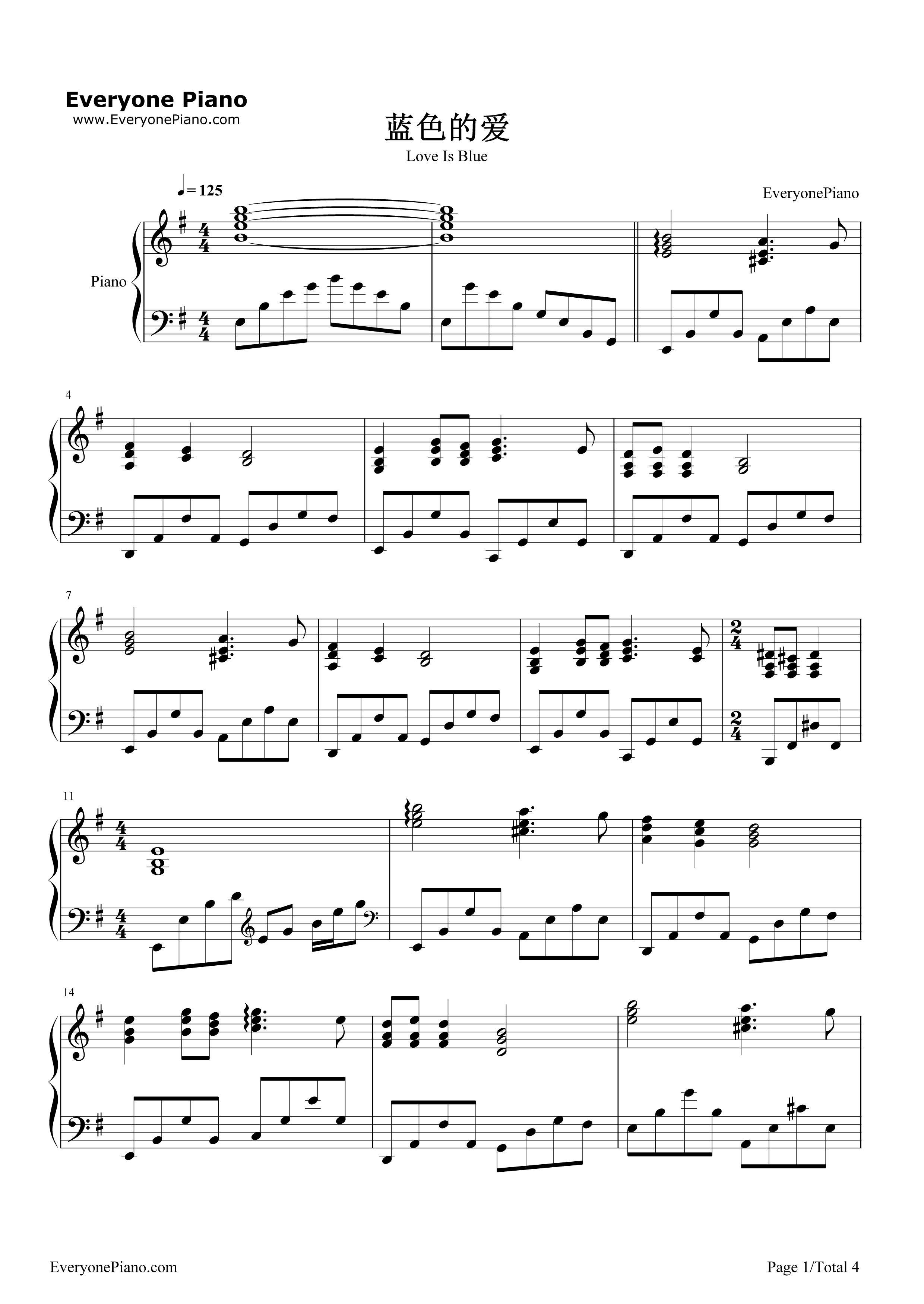 蓝色的爱钢琴谱_理查德·克莱德曼__Richard_Clayderman