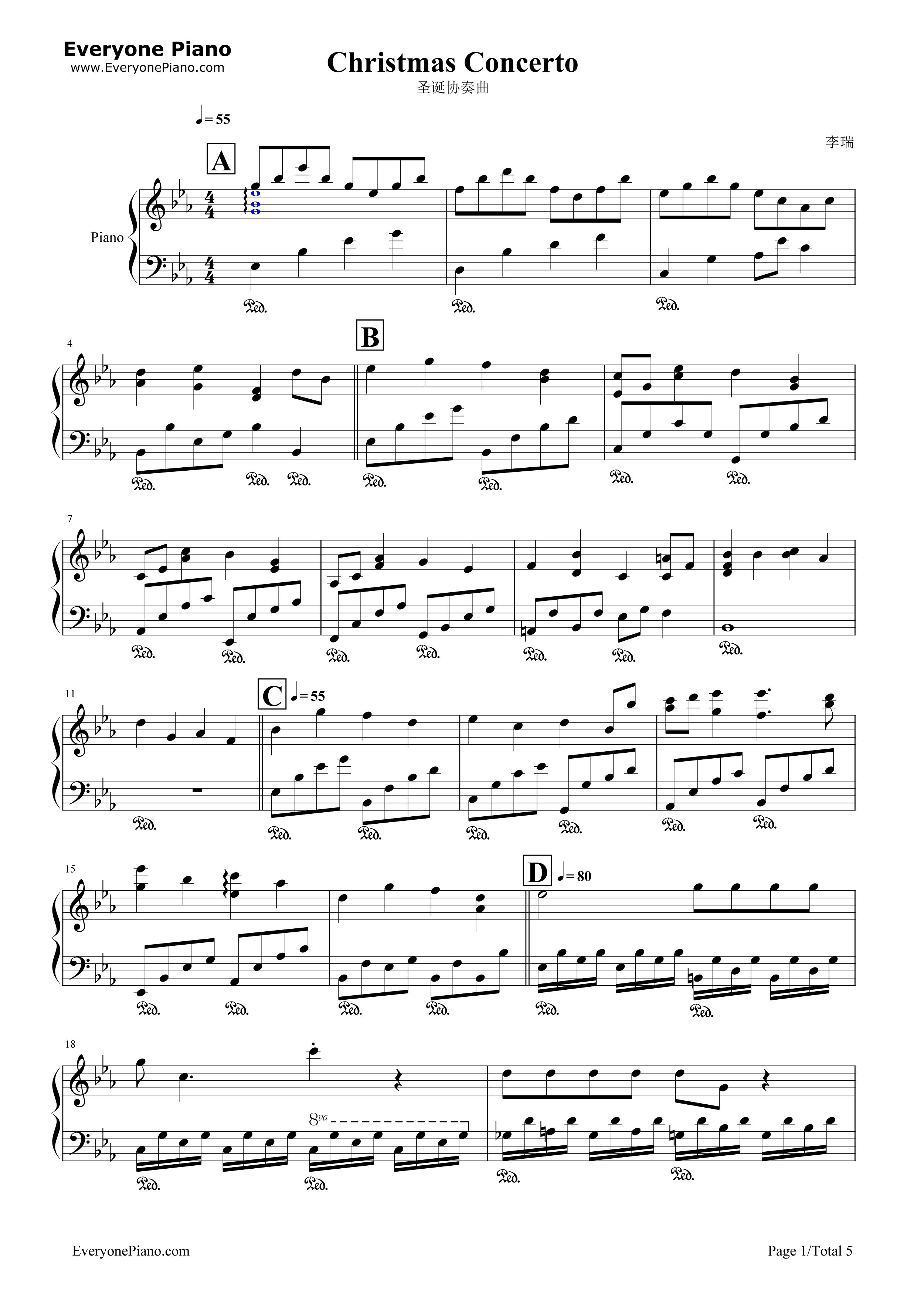 圣诞协奏曲钢琴谱_理查德克莱德曼