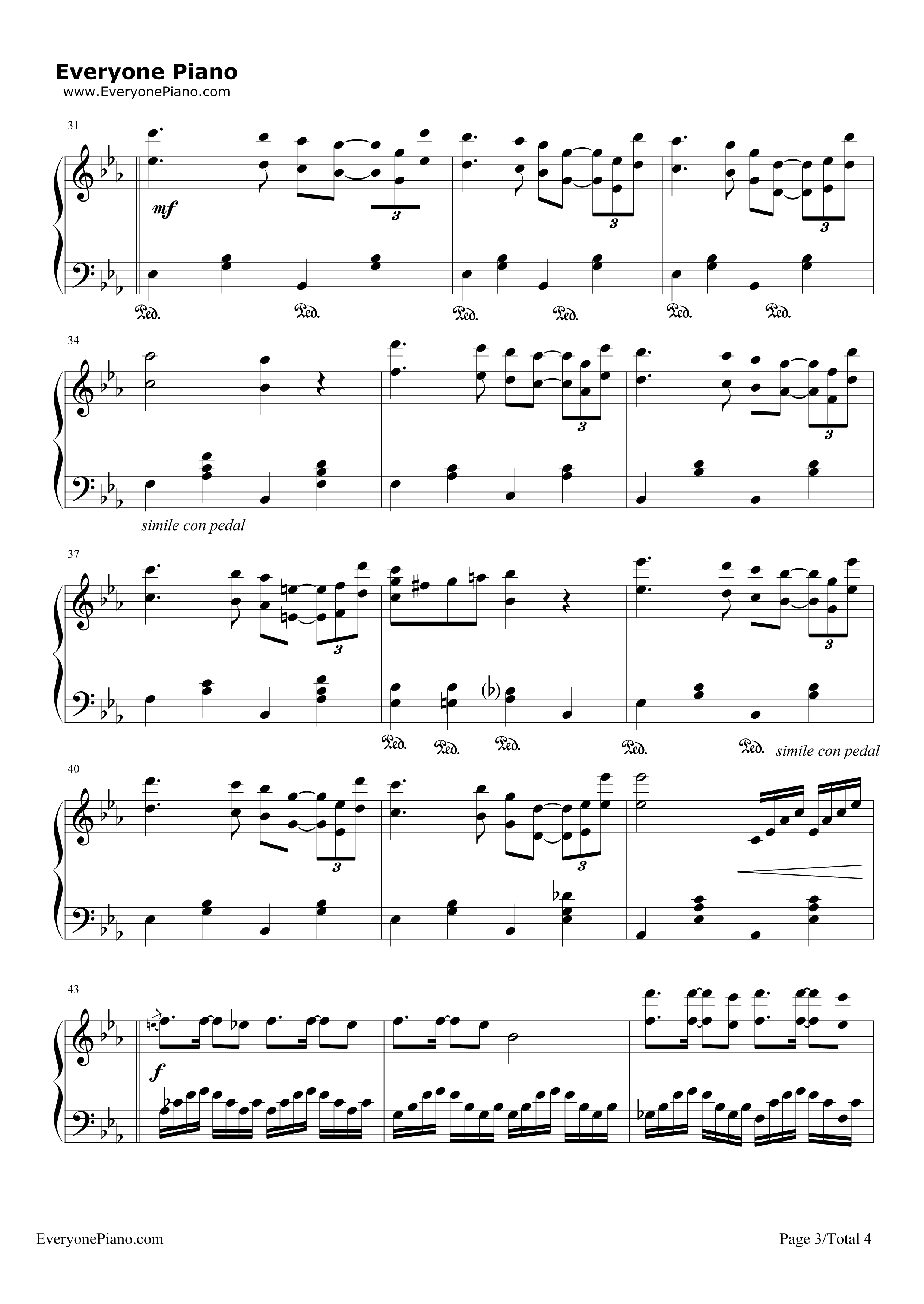 玫瑰色的人生钢琴谱_理查德·克莱德曼