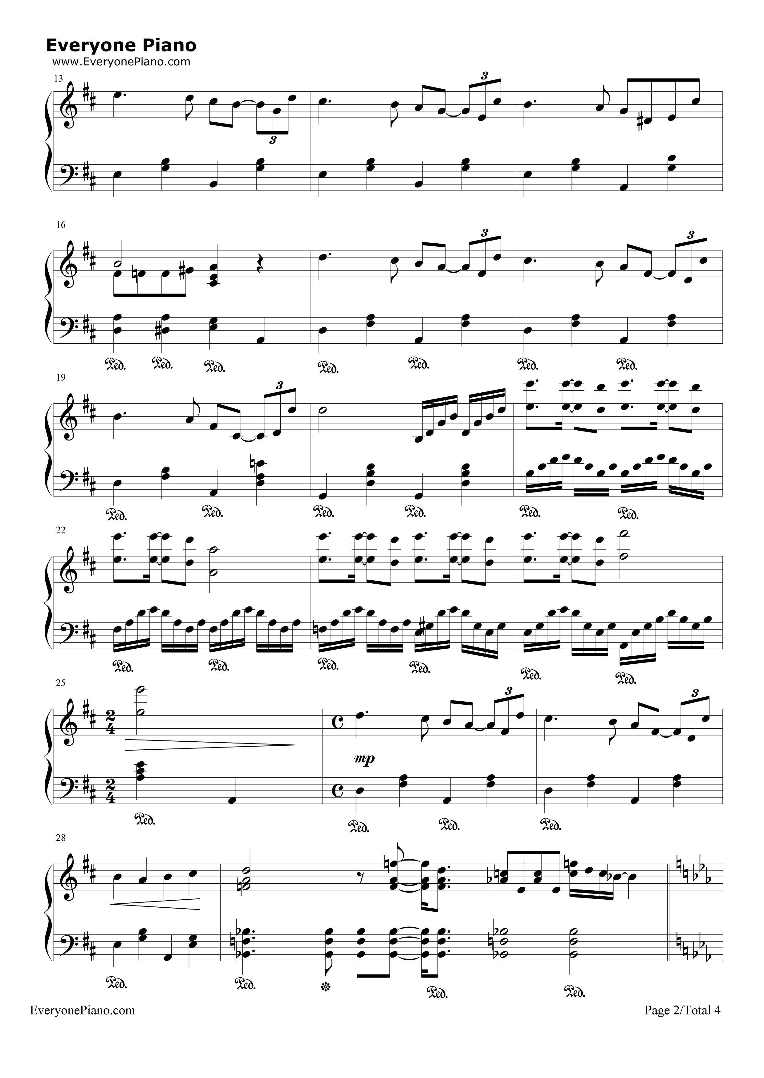 玫瑰色的人生钢琴谱_理查德·克莱德曼