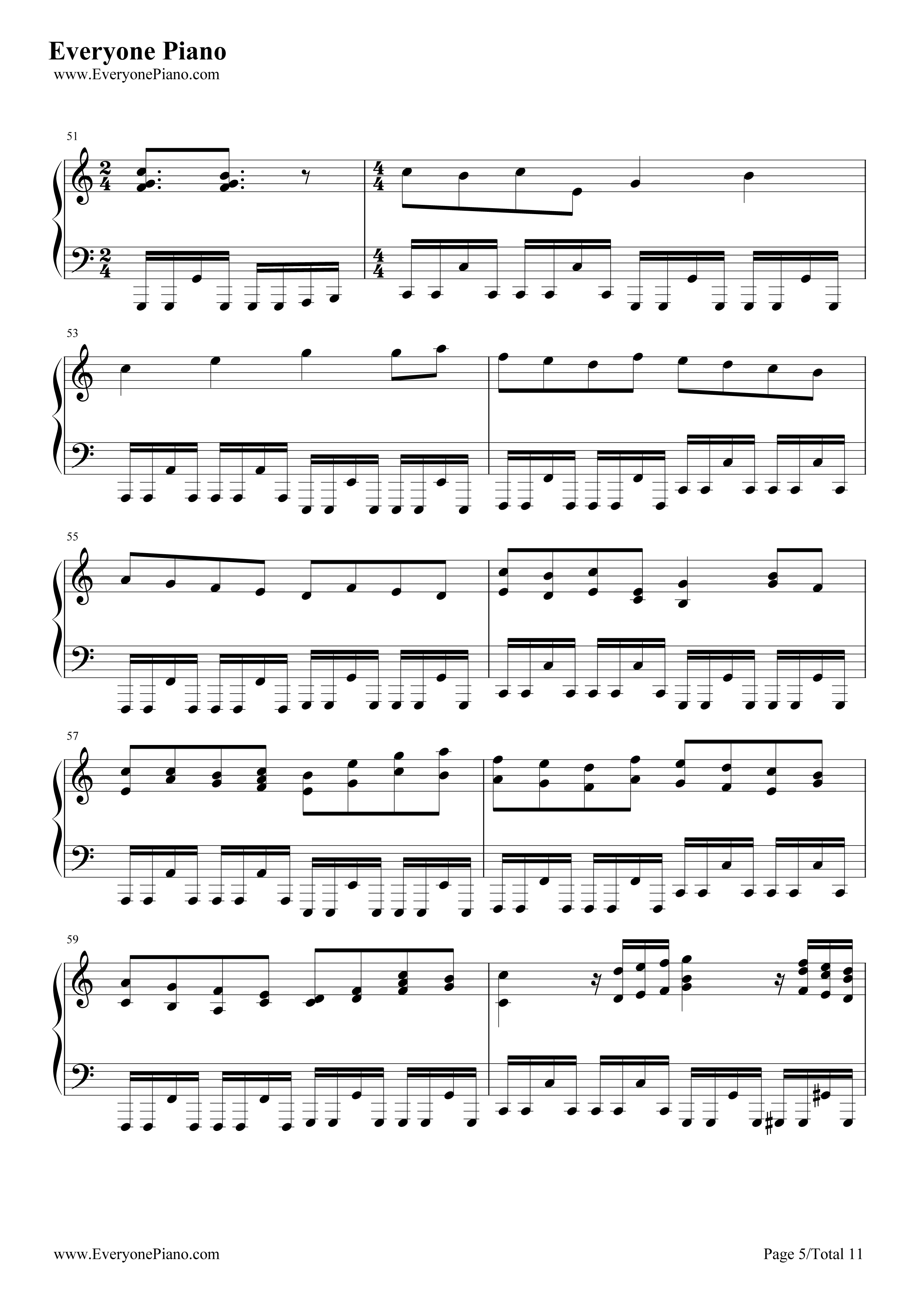 卡农疯狂版钢琴谱_未知