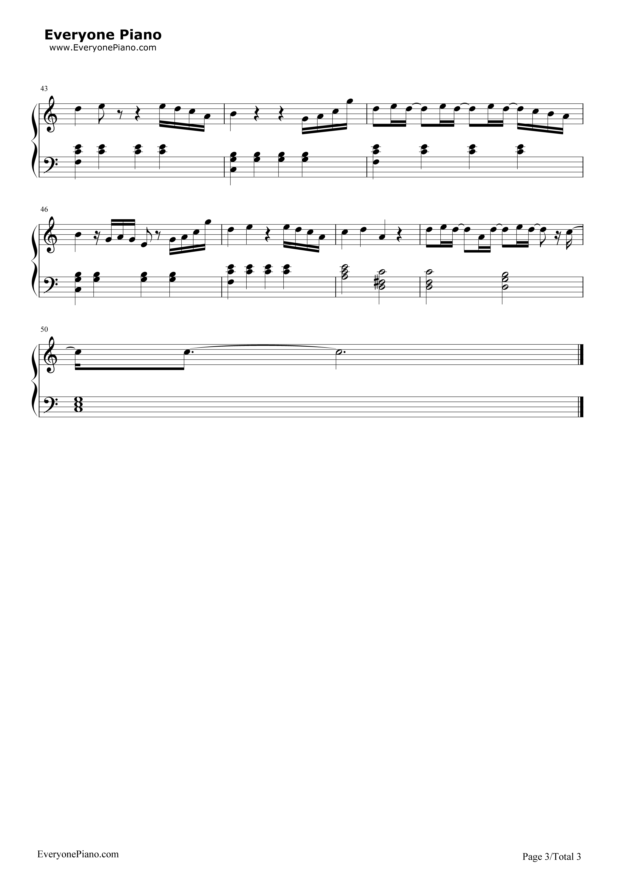 不说钢琴谱_李荣浩