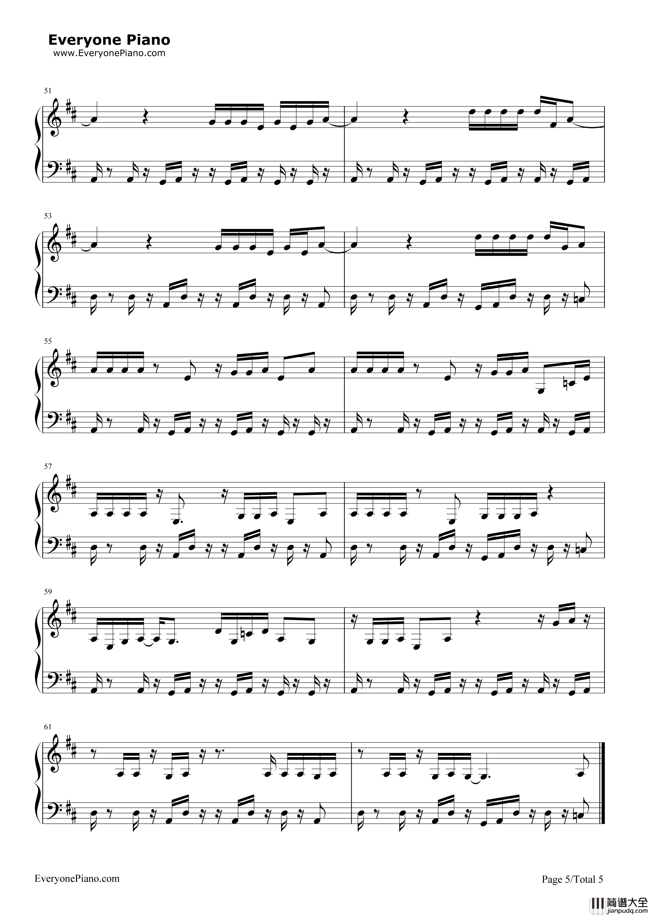 A钢琴谱_Lady_Gaga