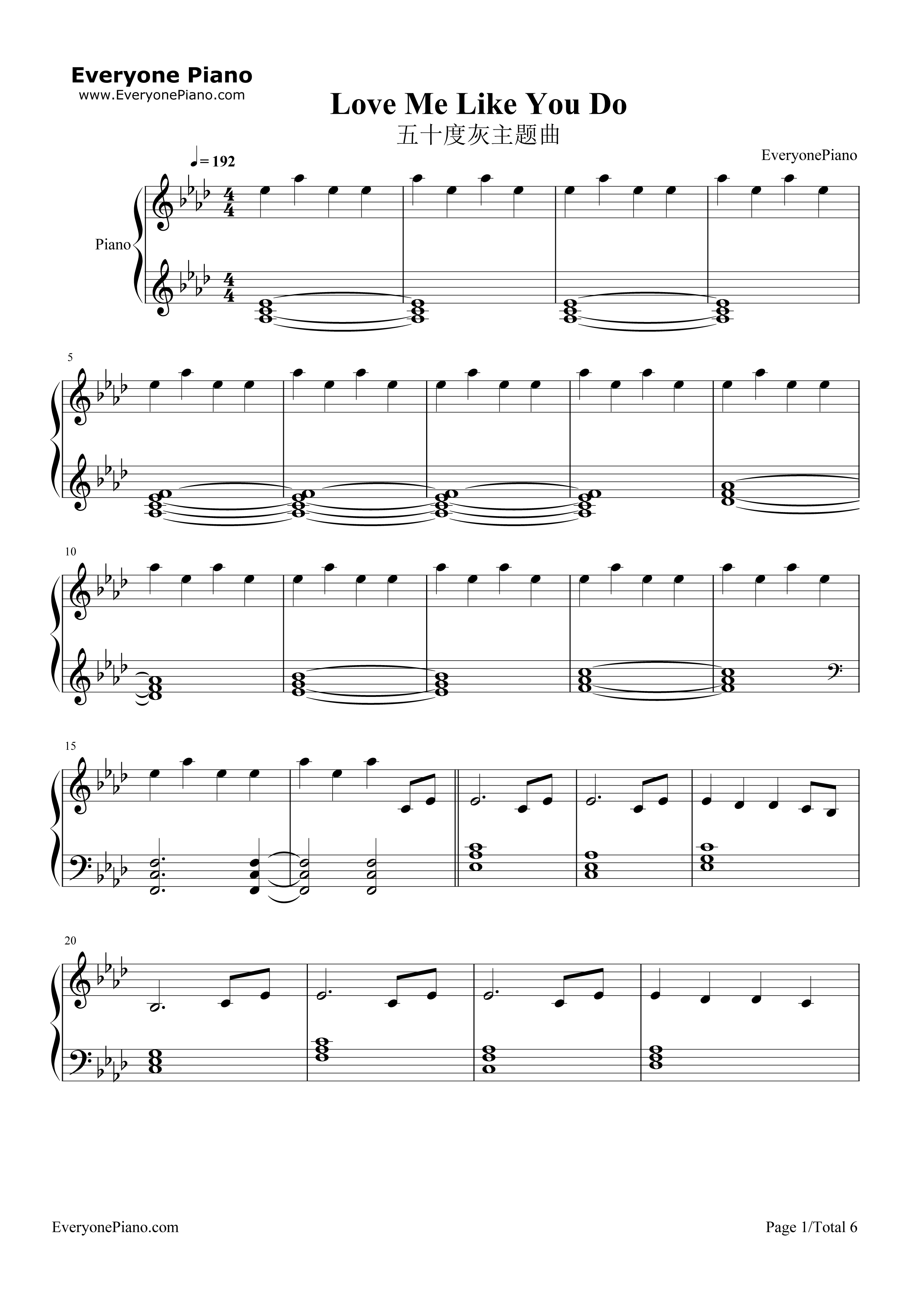 Love_Me_Like_You_Do钢琴谱_Ellie_Goulding