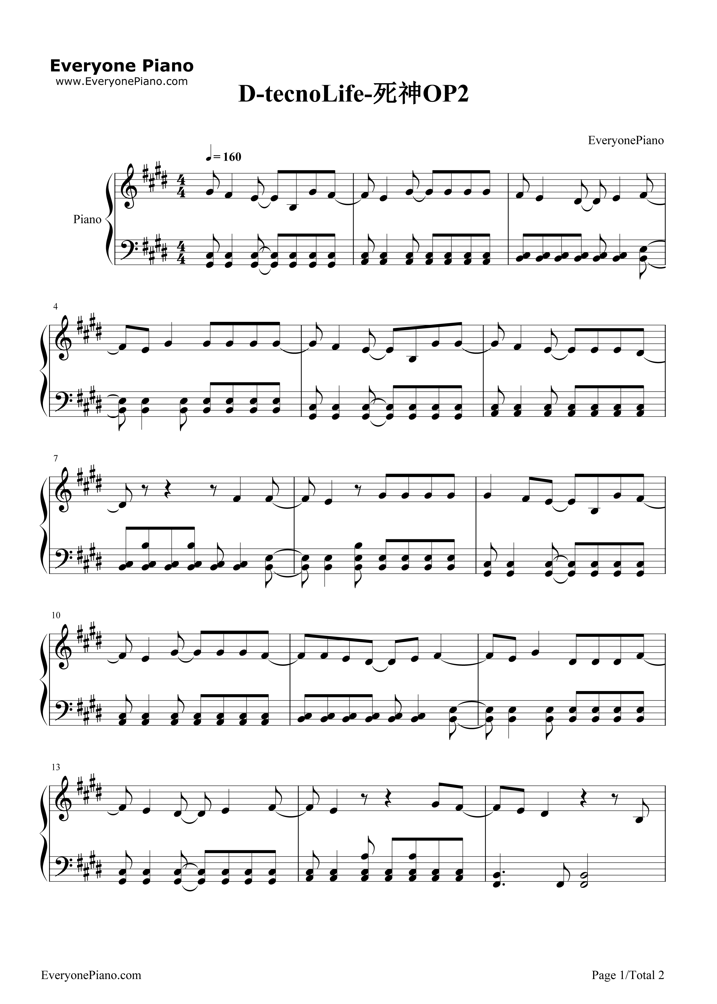 D钢琴谱_UVERworld