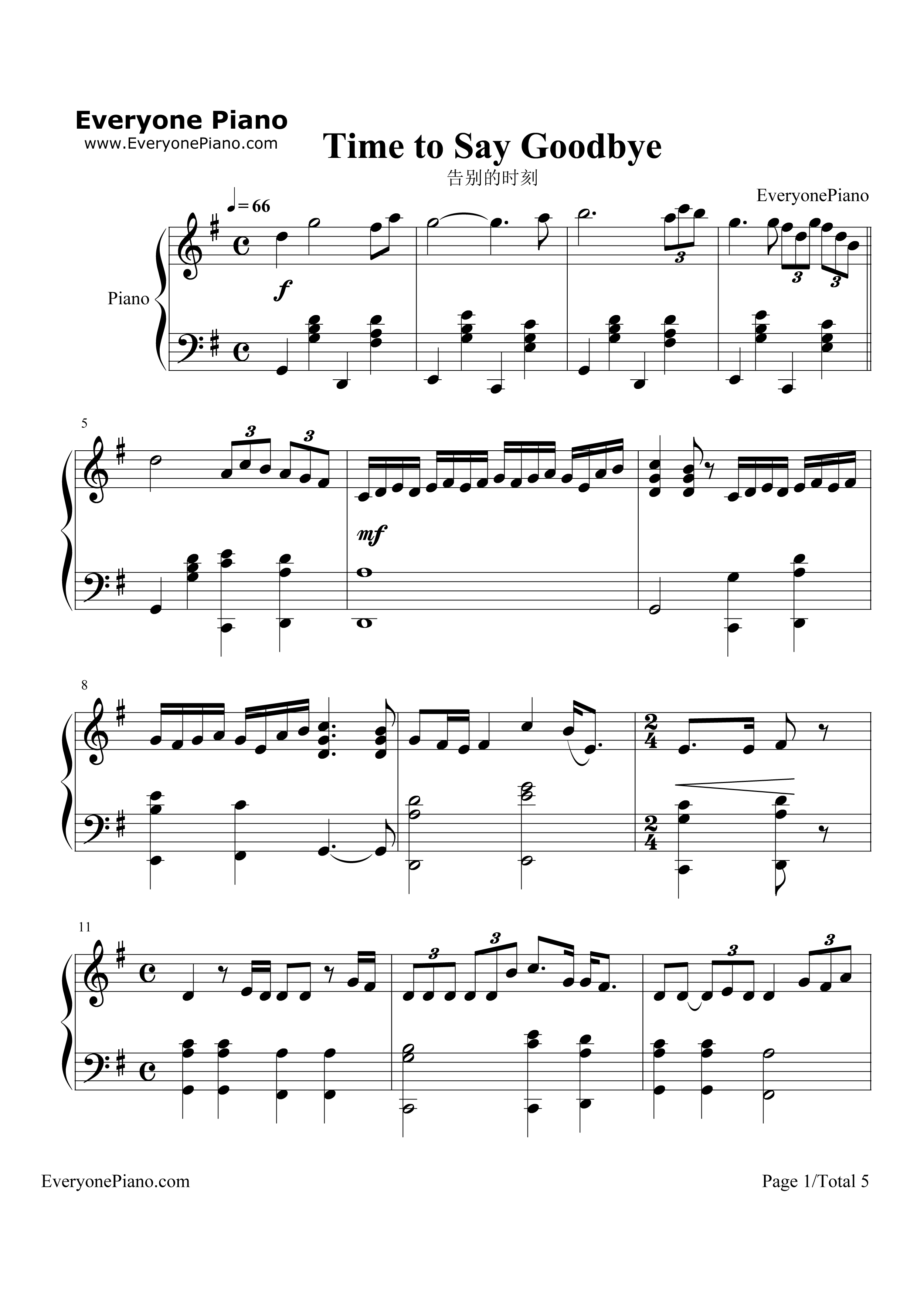 Time_to_Say_Goodbye钢琴谱_安德烈·波伽利__莎拉·布莱曼