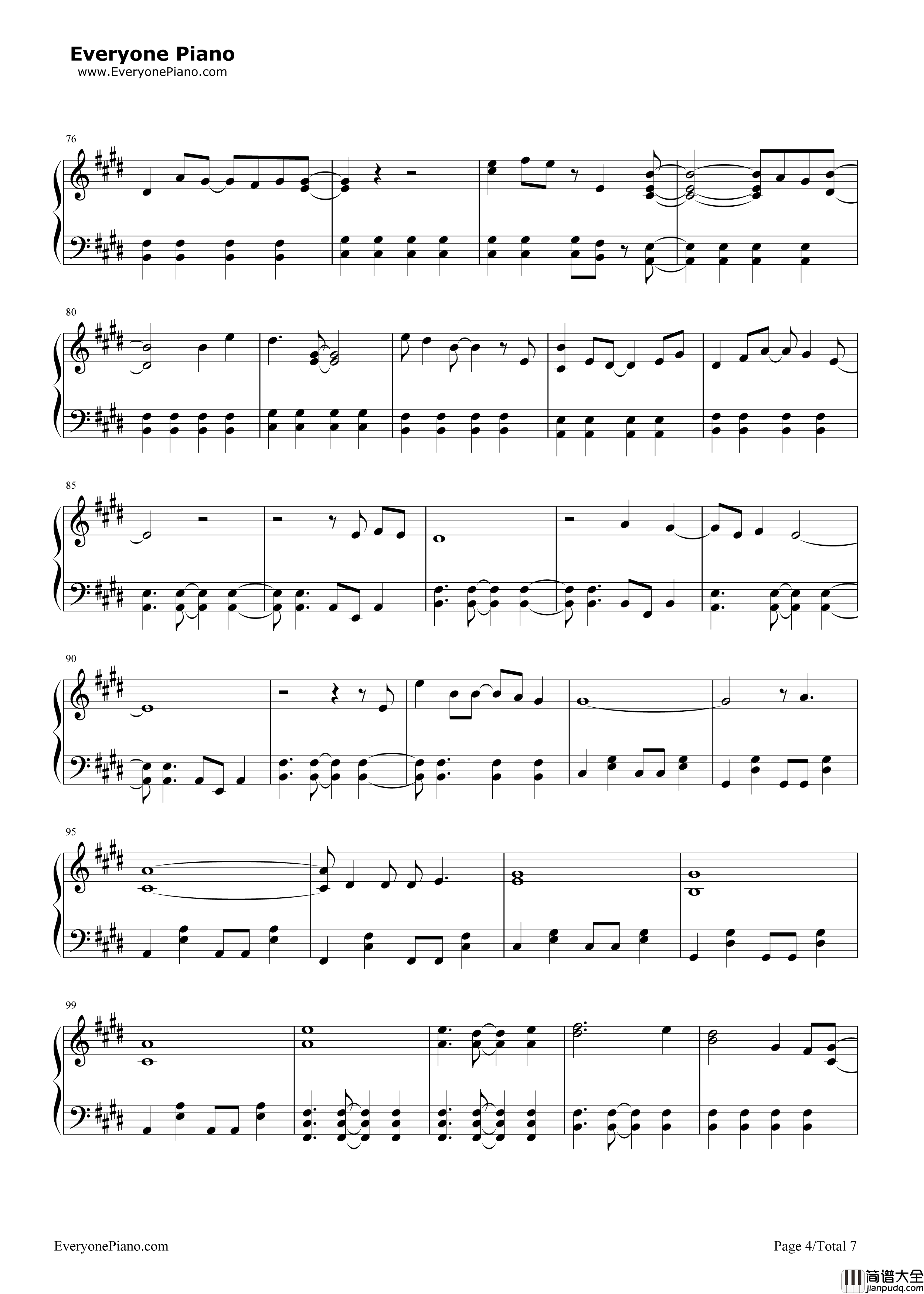 Glamorous_Sky钢琴谱_中岛美嘉