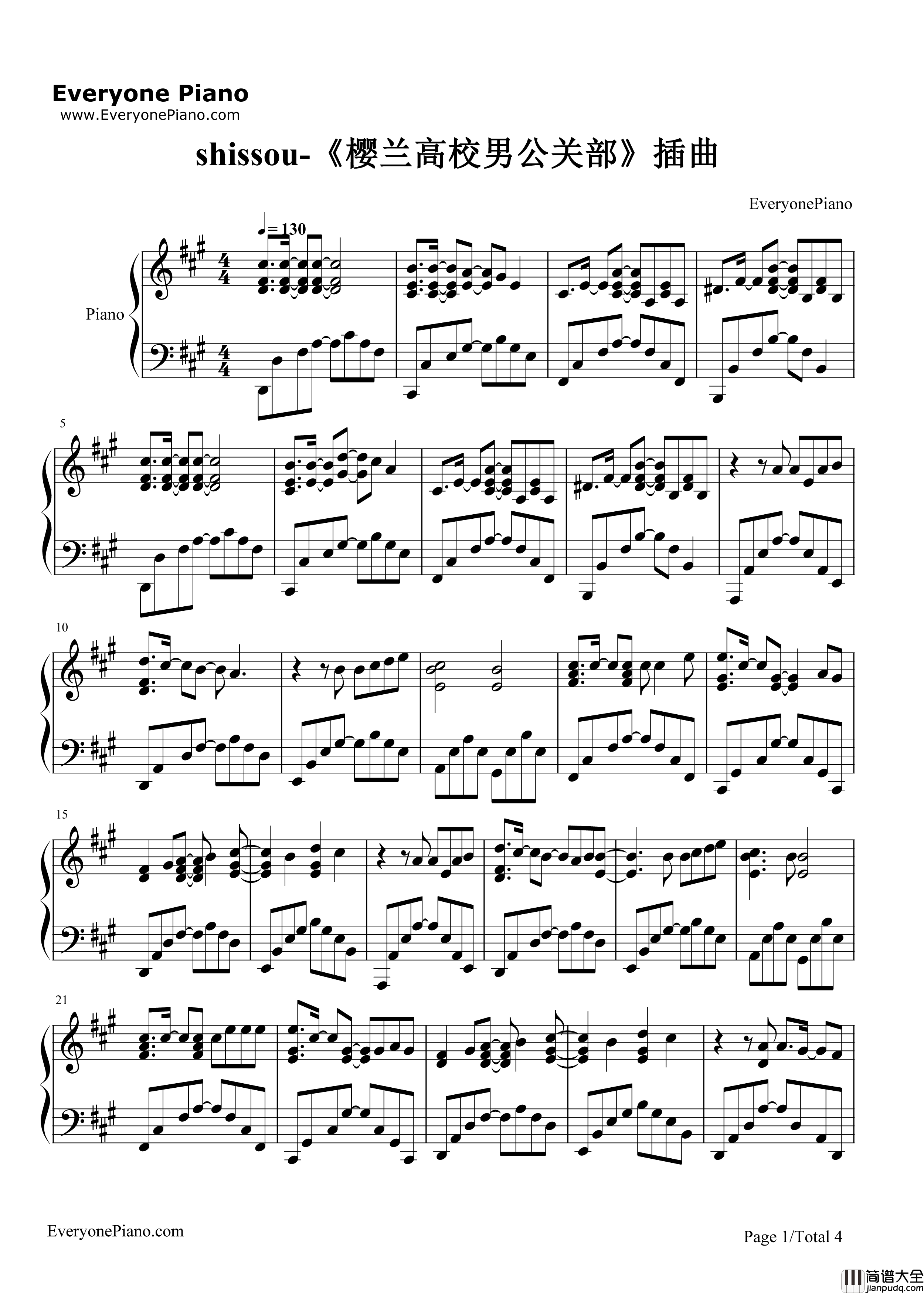 疾走钢琴谱_ANZAI