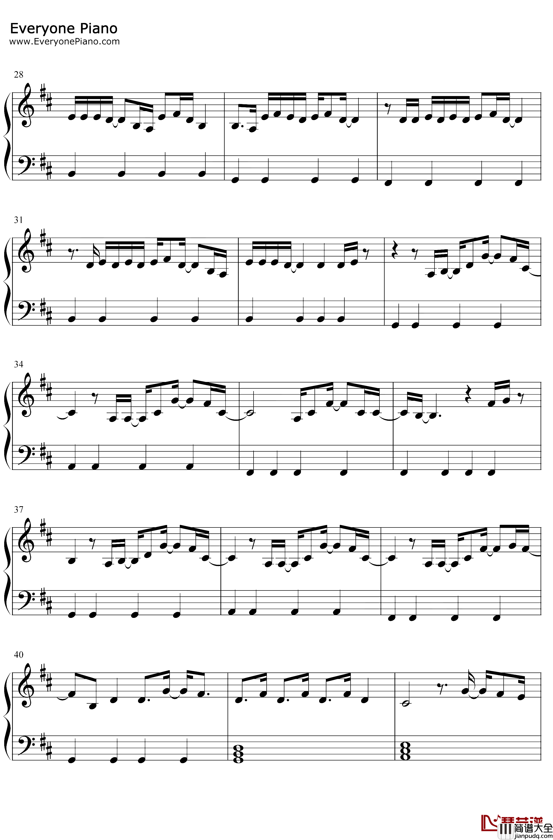 Lonely钢琴谱_JustinBieberBennyBlanco_JustinBieberftBennyBlanco