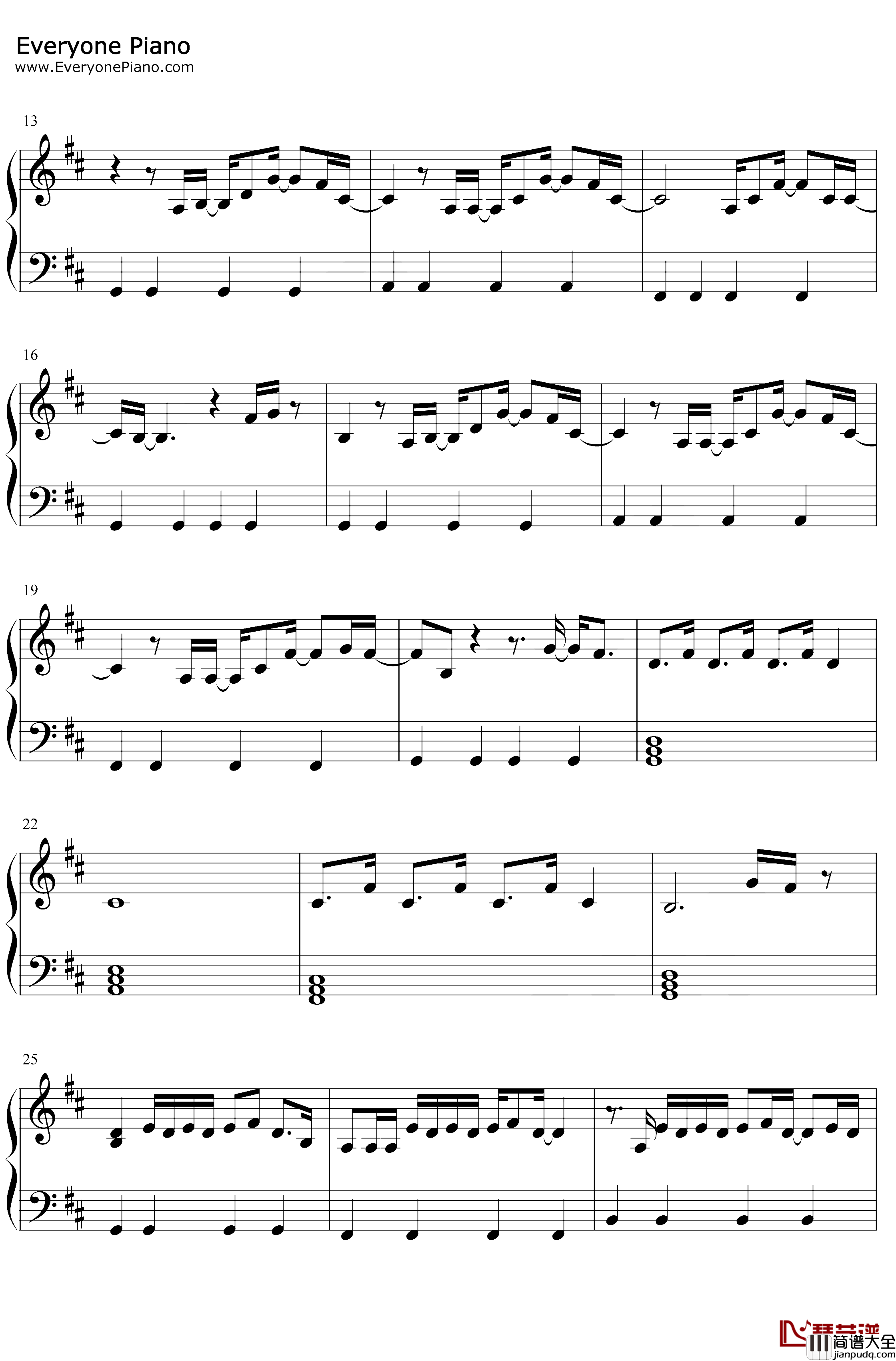 Lonely钢琴谱_JustinBieberBennyBlanco_JustinBieberftBennyBlanco