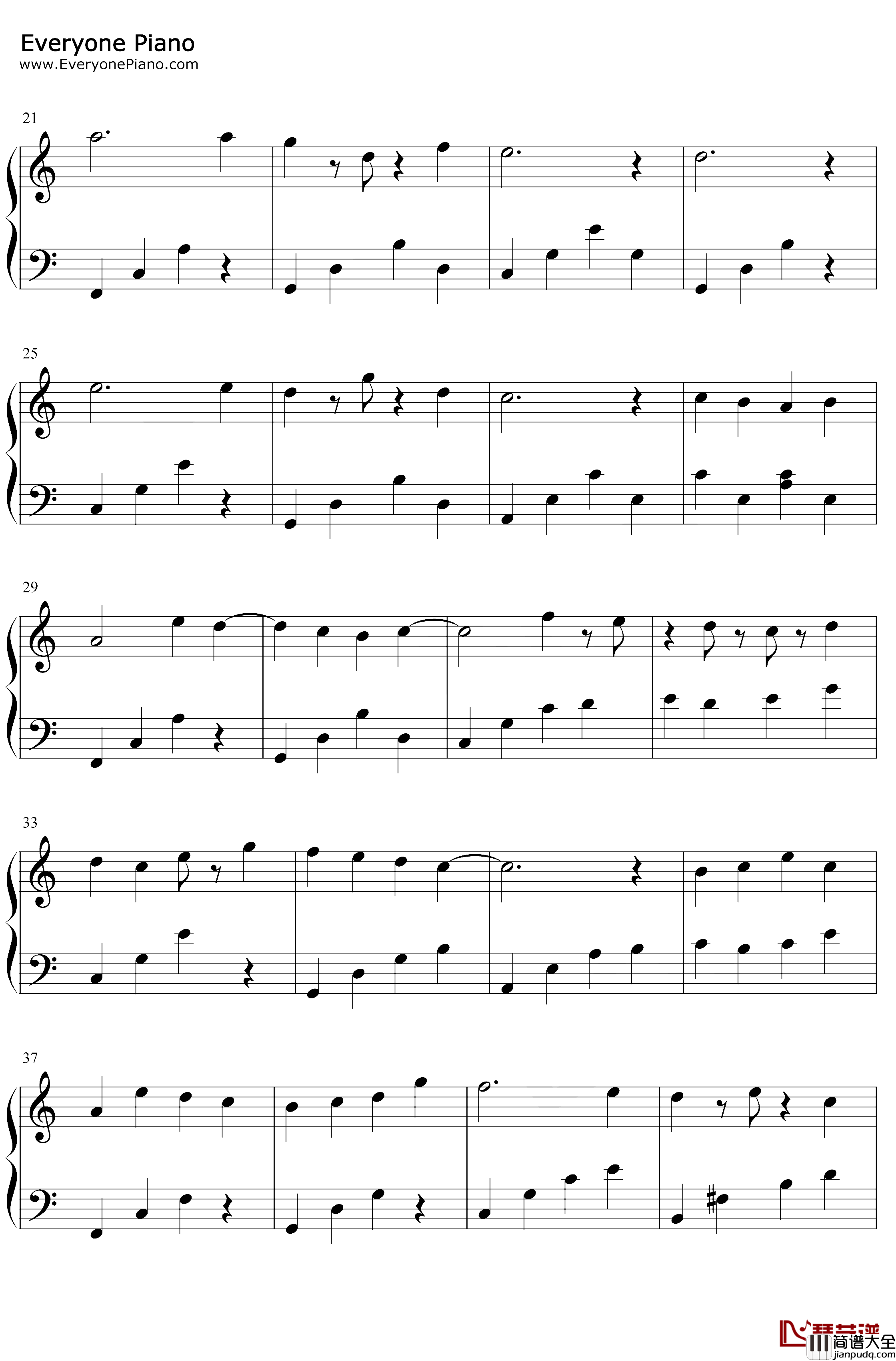 对我来说只有你钢琴谱_甘雨_唯美轻音乐